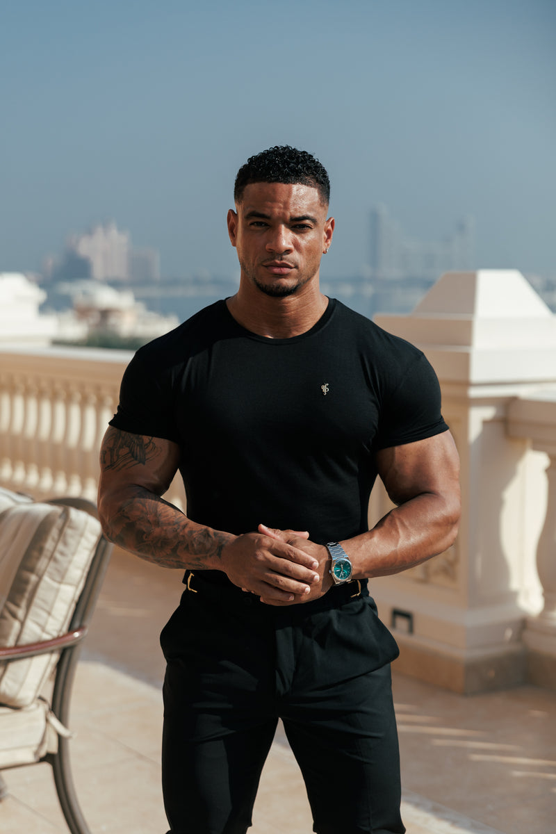 Father Sons Classic Black Bamboo Crew with Gold Metal Emblem Decal FSH1382