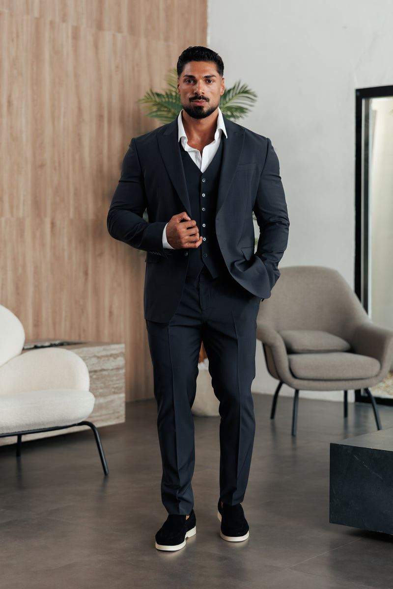 Father Sons Relaxed Formal Charcoal Stretch Trousers - FSTR023 RELAXED