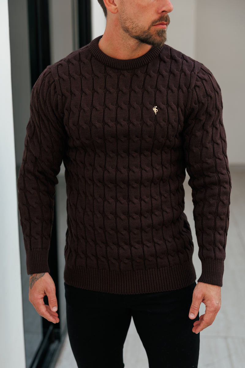 Father Sons Link Weave Knit Brown Crew Neck Jumper - FSJ141