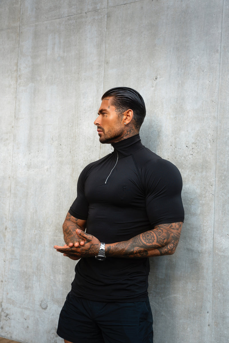 FS SS Black Half Zip Gym Top - FSH1311