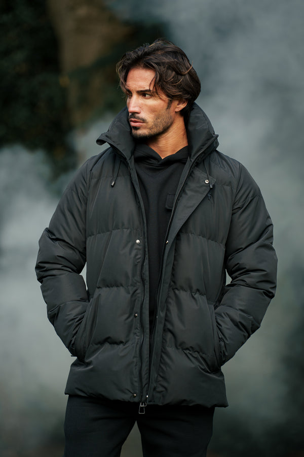 Father Sons Black Padded Coat with Hood - FSN234 (PRE ORDER 15TH DECEMBER)