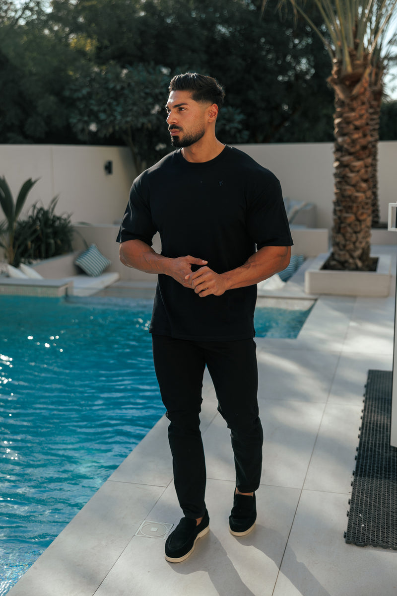 Father Sons Classic Black / Black Oversized Crew T Shirt - FSH1418