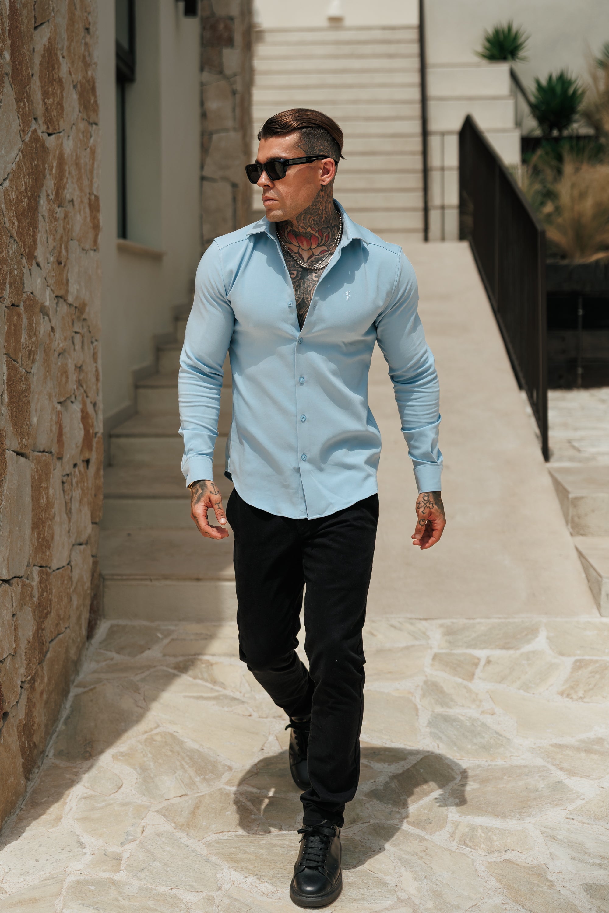 Classic Scuba Light Blue Long Sleeve Stretch with Cutaway Collar - FS1239