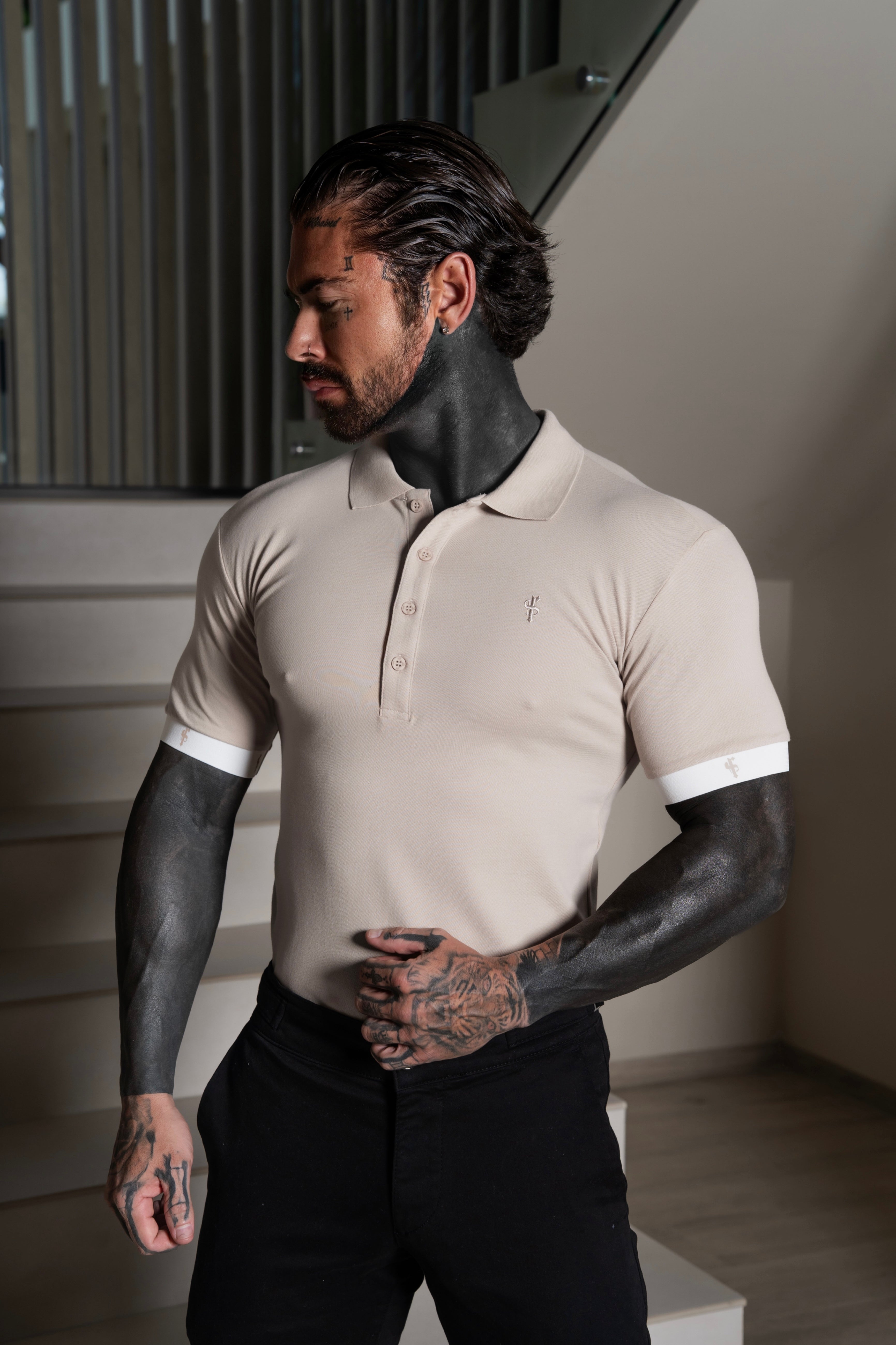 Beige Polo with FS Elastic Sleeve Branding - FSH1554