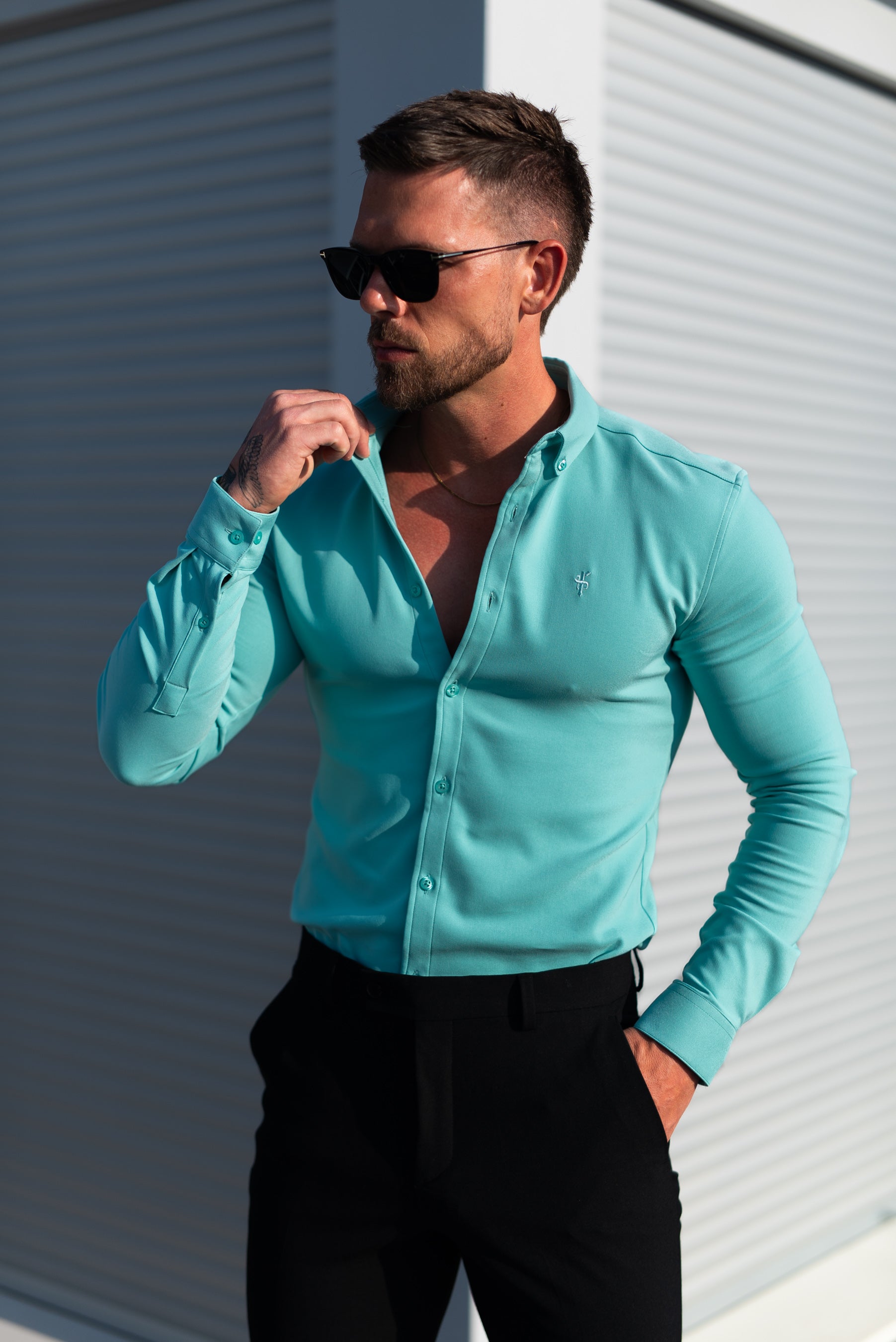 Super Slim LS New Mint Scuba with Button Down Collar - FS1116