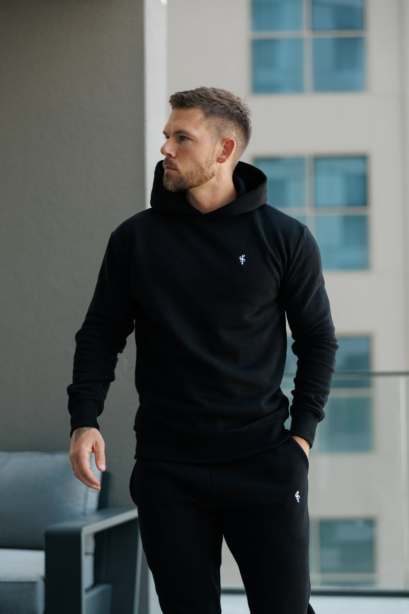 FS Plain Black Hoodie With FS Branding - FSH1189