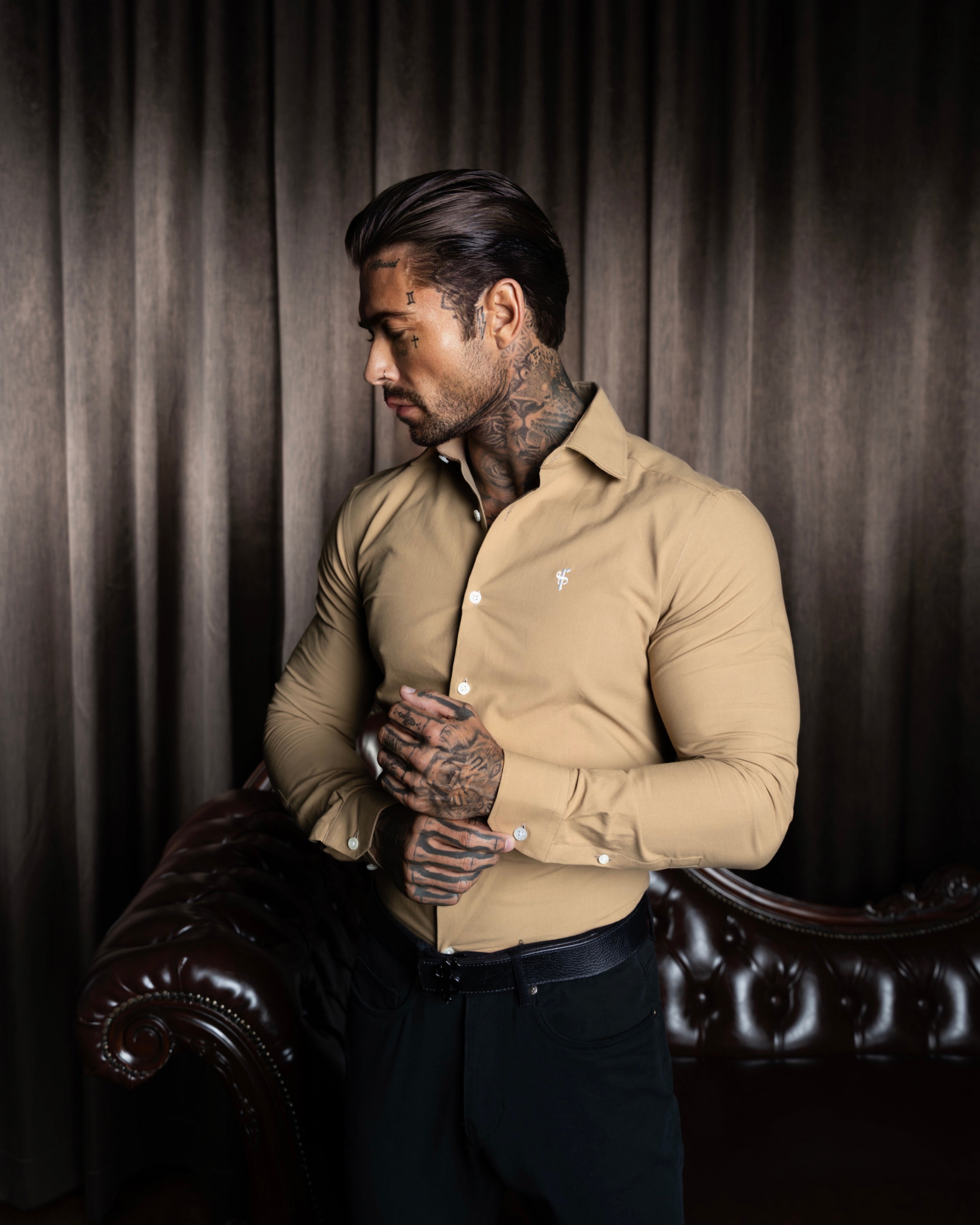 Classic Brown Mocha Long Sleeve with Cutaway Collar - FS1177