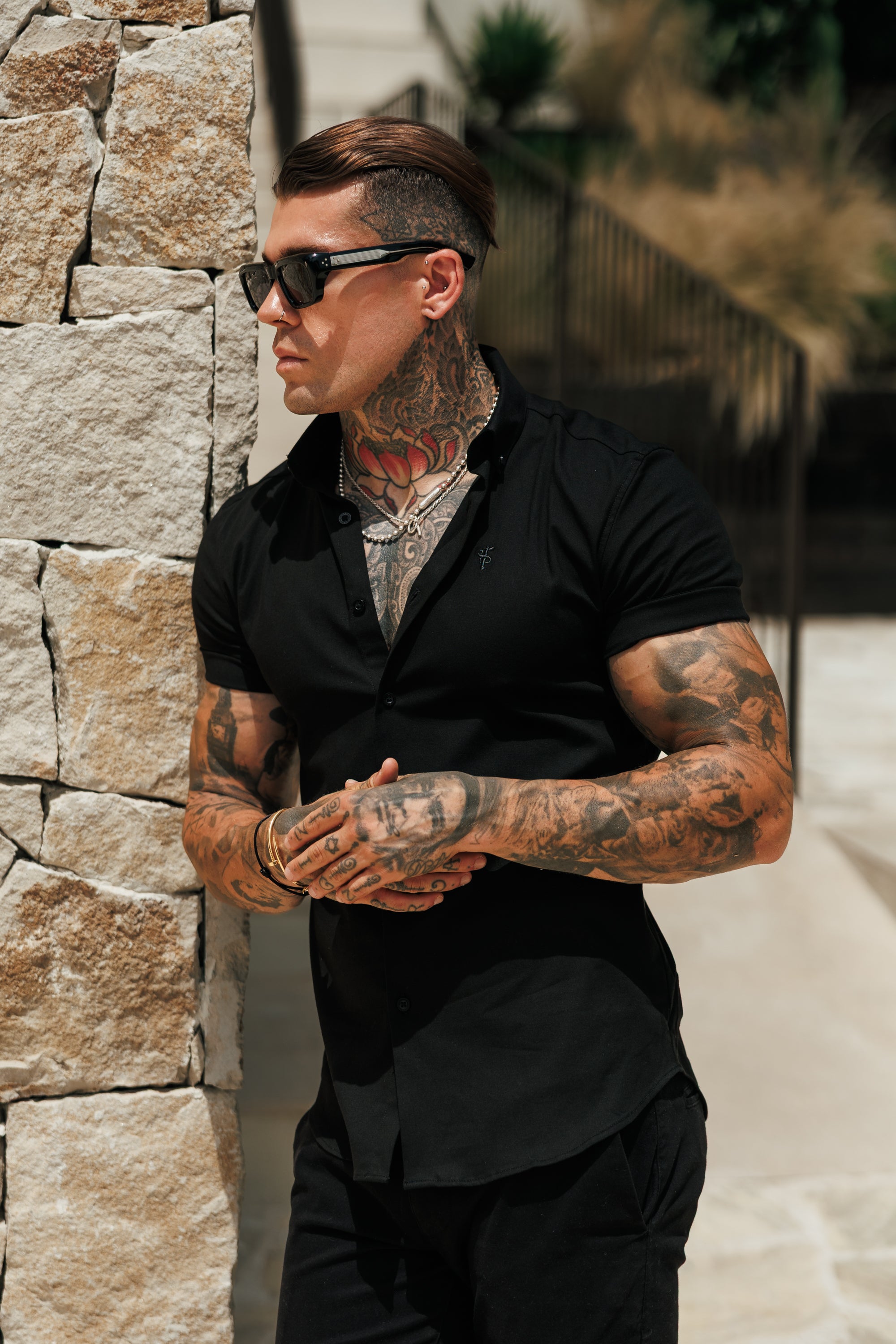Classic Stretch Oxford Short Sleeve Black - FS1013