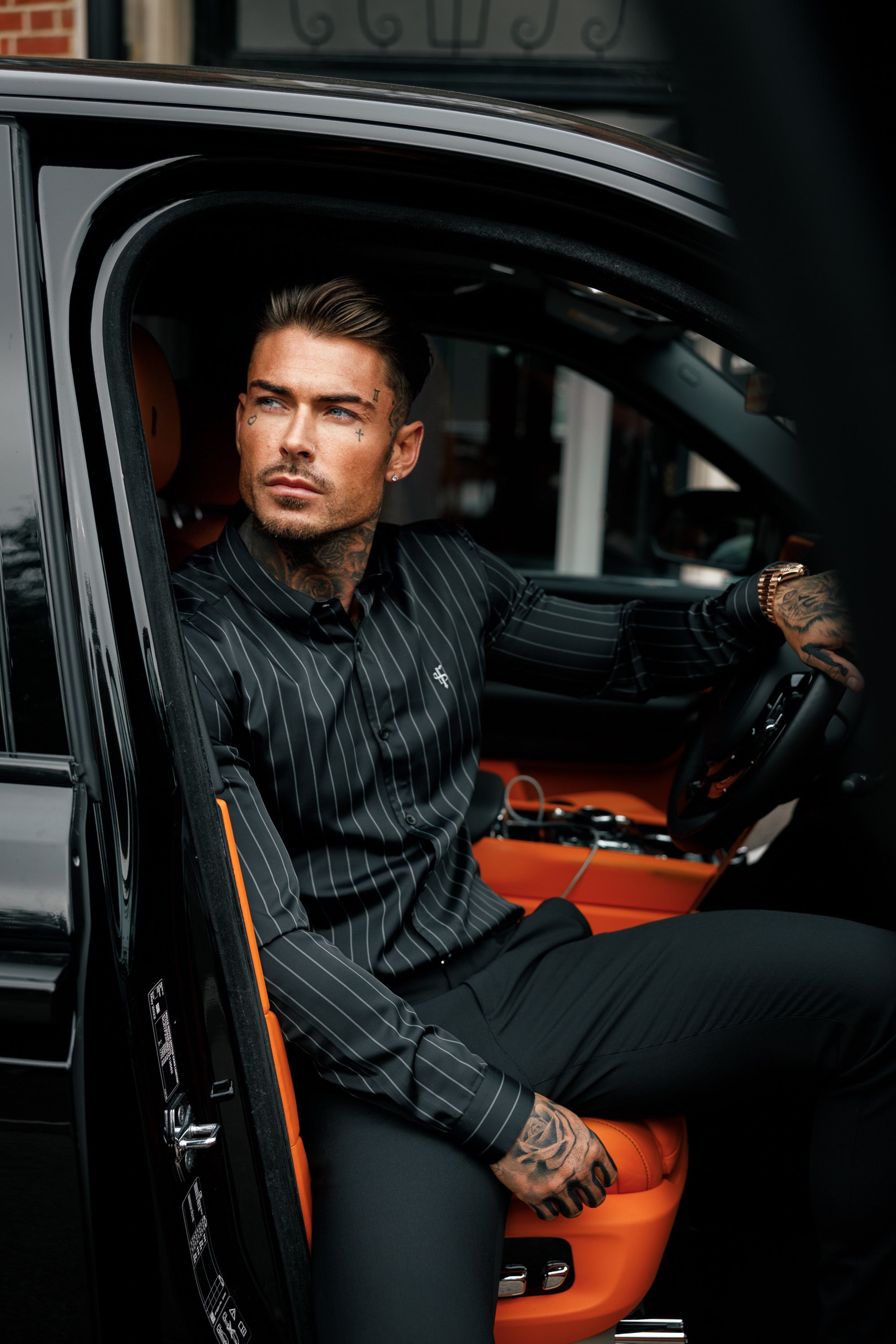 Classic Black / Grey Woven Sateen Stripe Long Sleeve - FS993