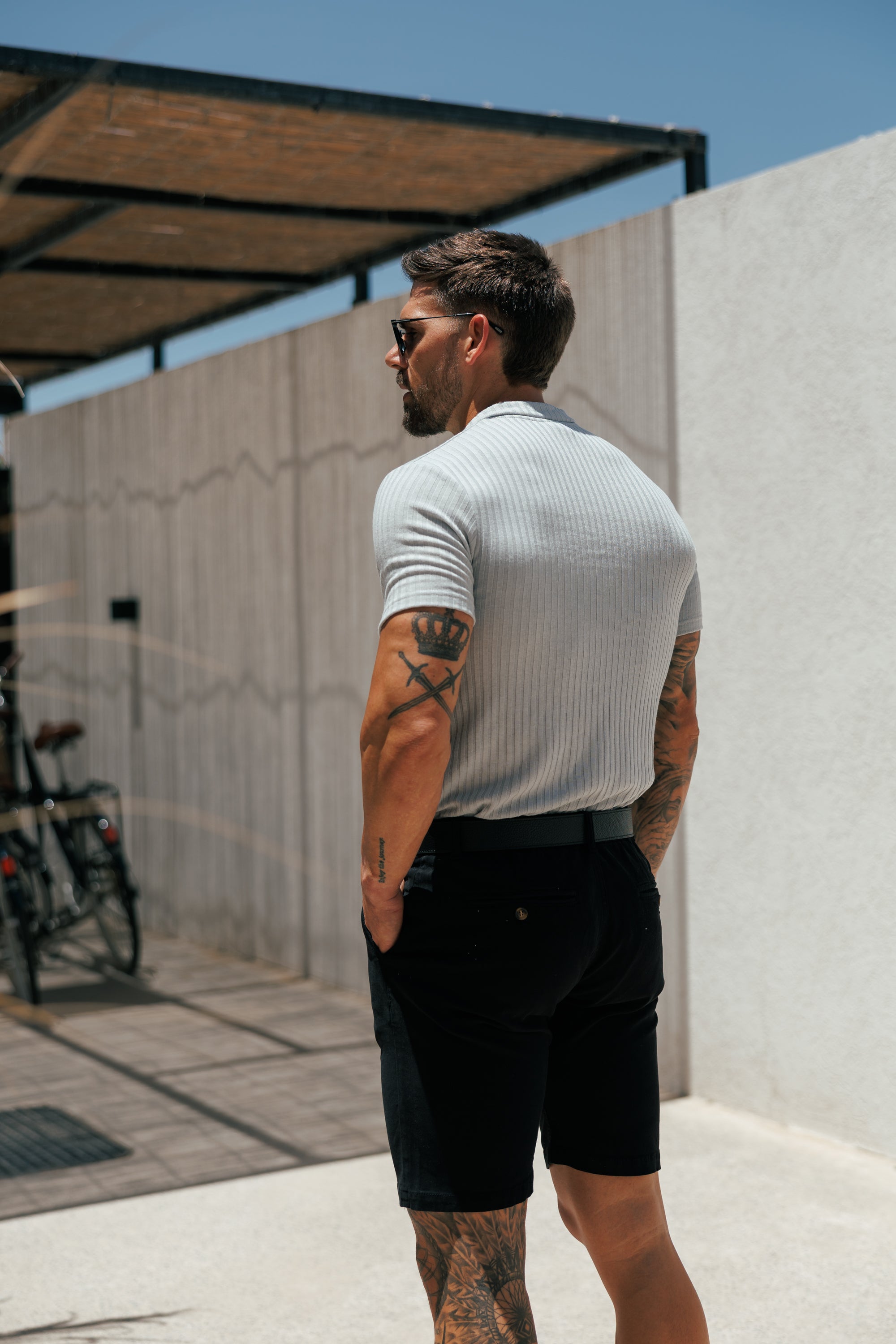 Slim Fit Black Chino Shorts - FSH266