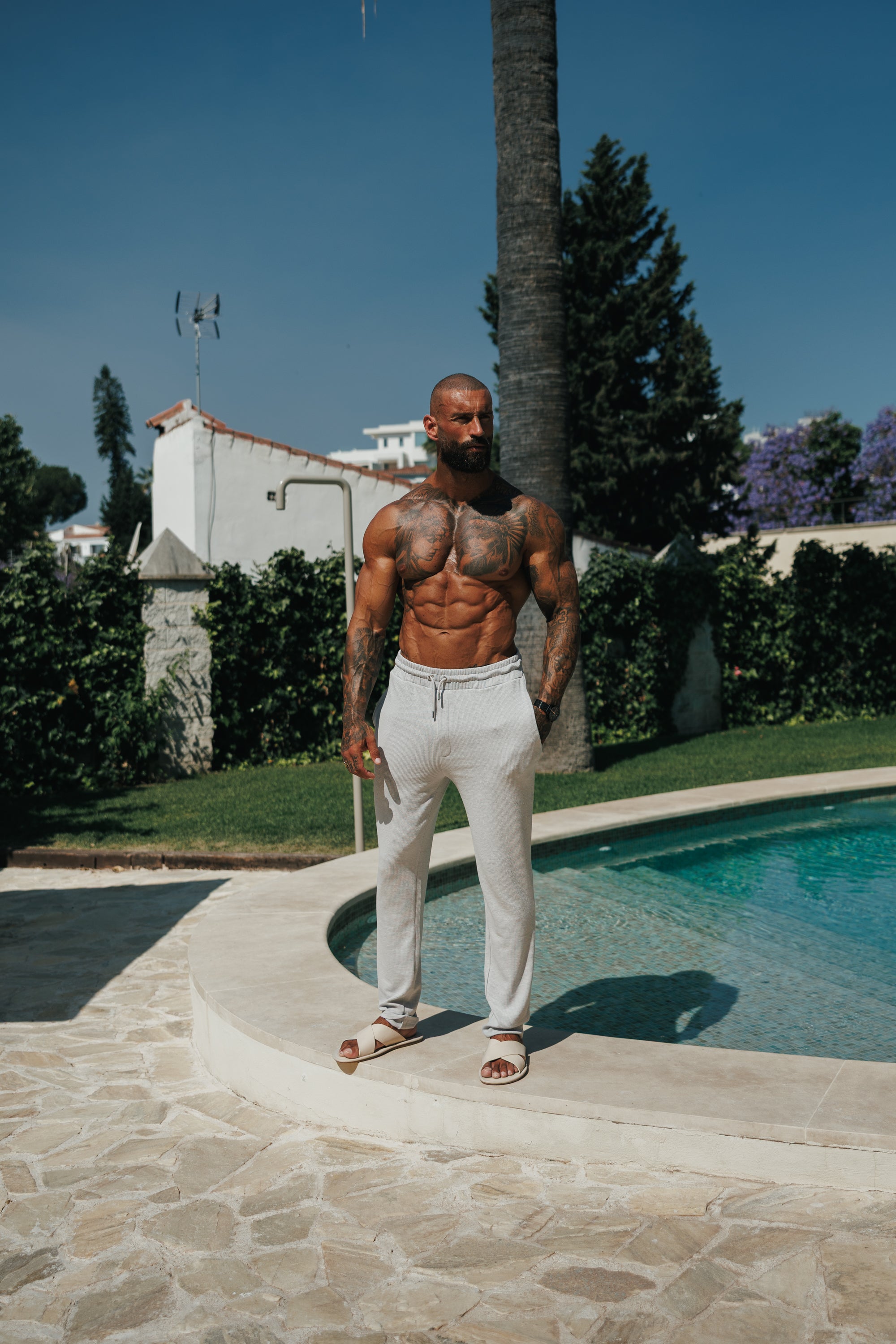 Jersey Cord Slim Light Grey Trousers - FSR091 (PRE ORDER 30TH JUNE)
