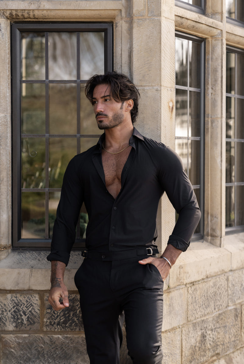 Father Sons Ultra Stretch Compression Shirt Long Sleeve Black - FS1234