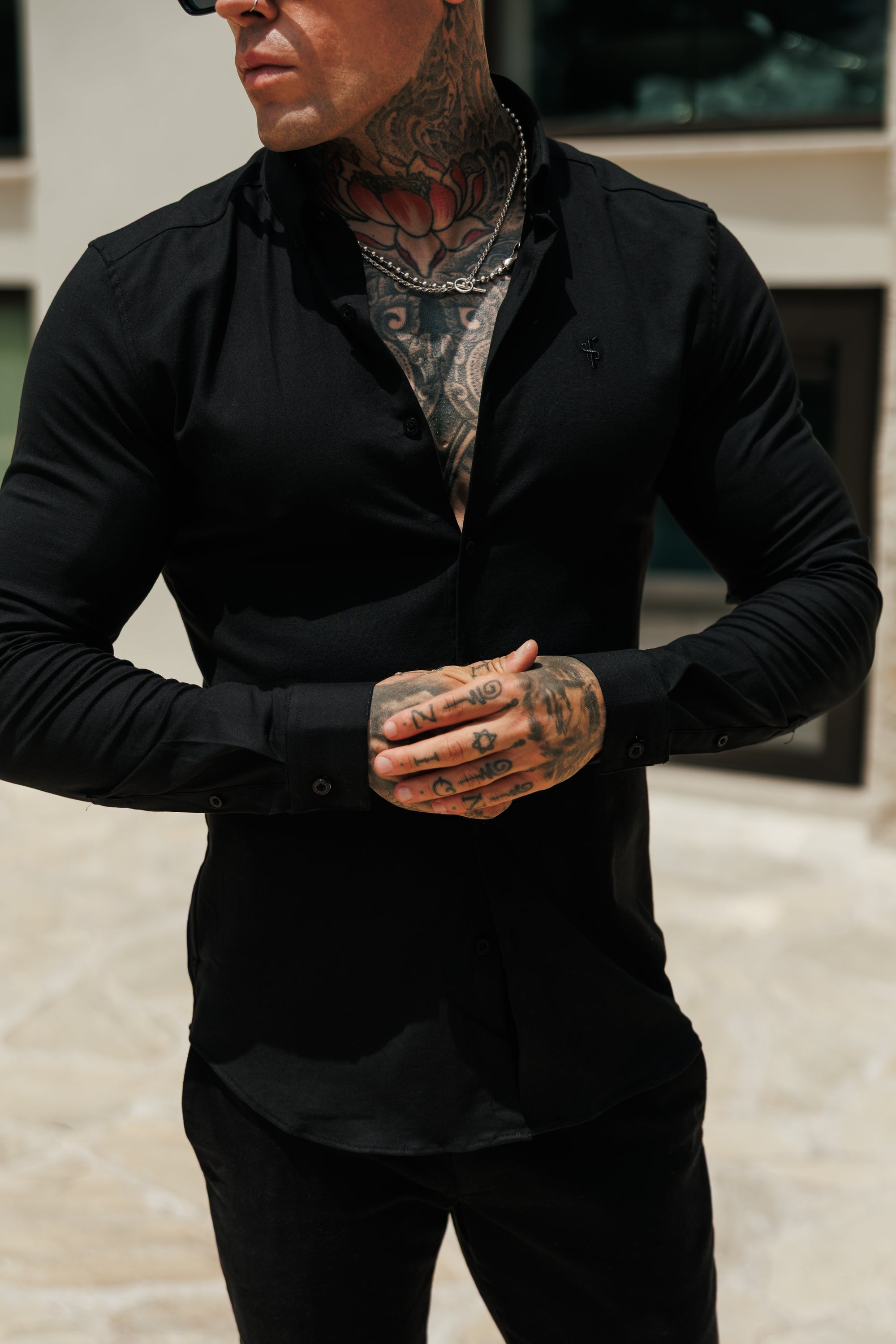 Classic Stretch Oxford Long Sleeve Black - FS1012