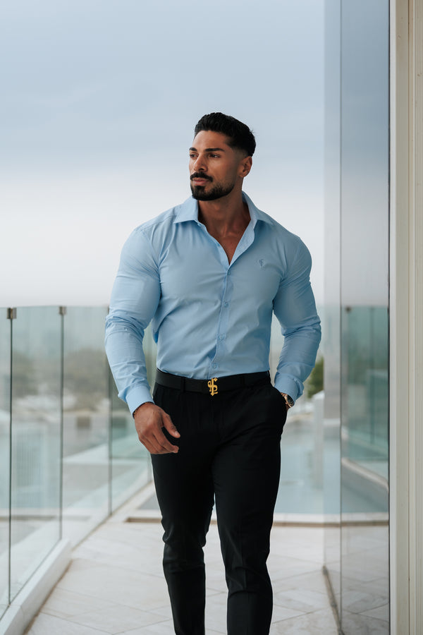 Father Sons Muscle Fit Advanced Stretch Powder Blue with Cutaway Collar  - FS1167