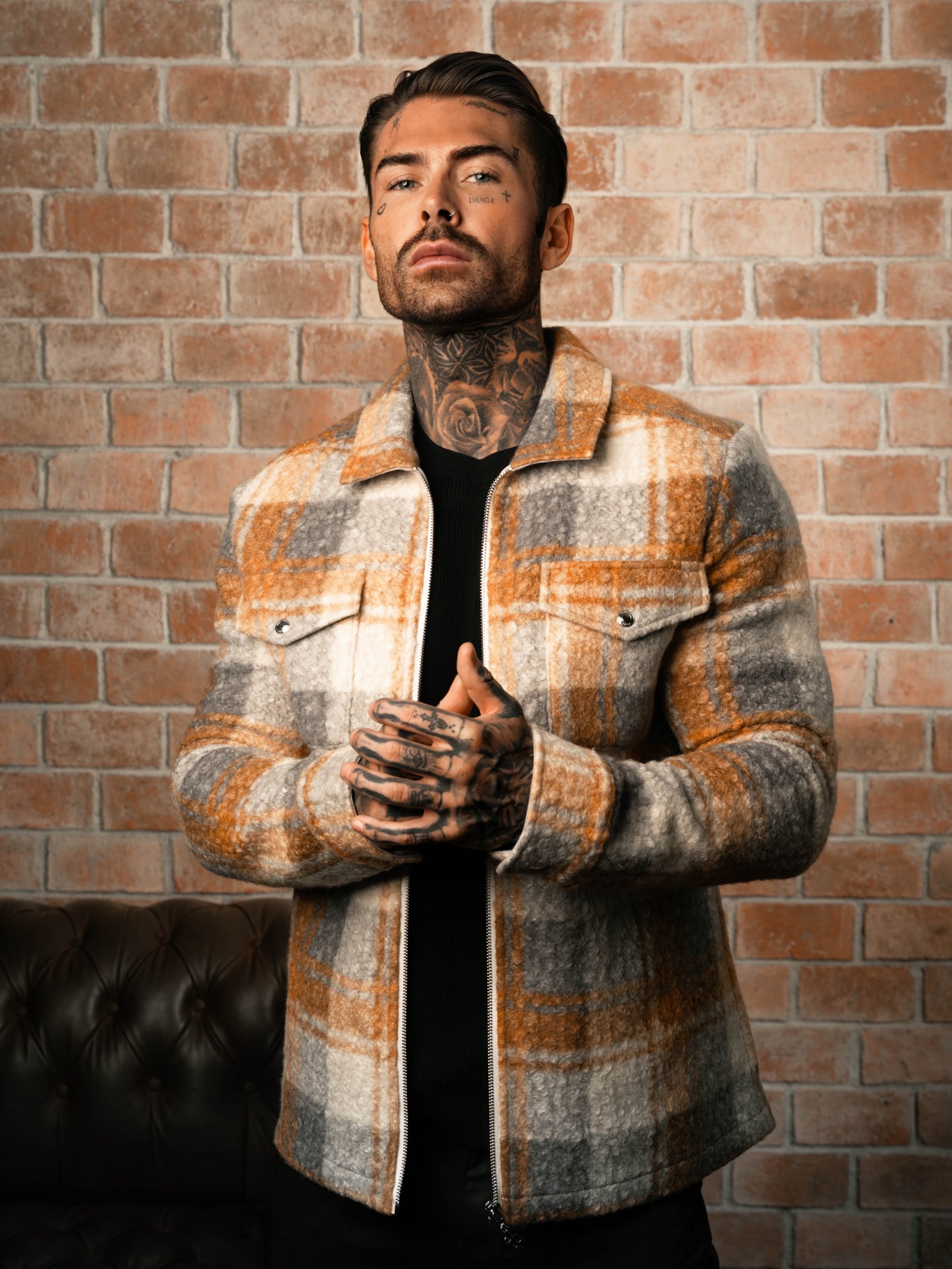 FS Boucle Zipped Check Jacket Tan - FSN157 – Father Sons