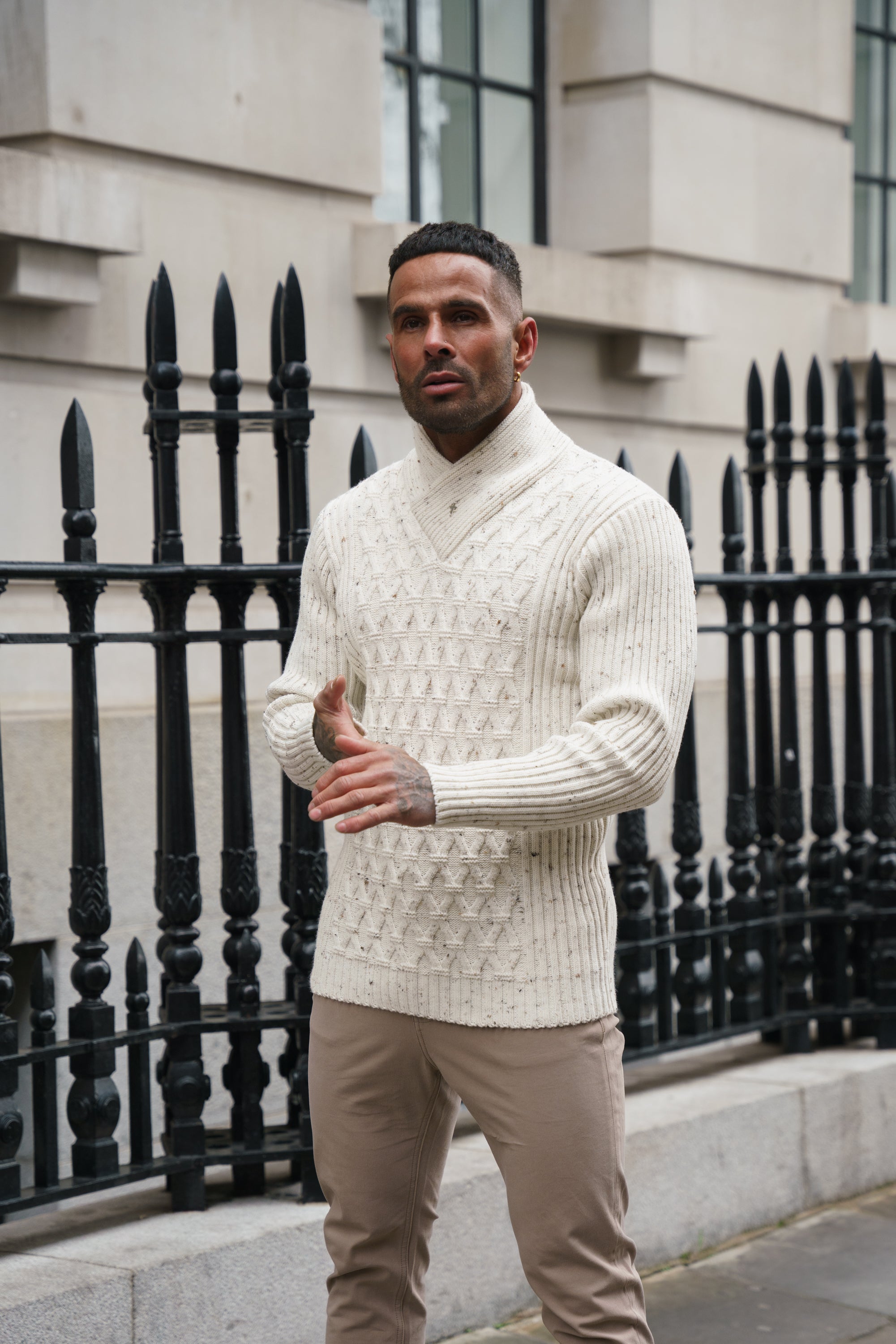 Chunky Cable Knit Natural with Colour Fleck Jumper - FSJ067