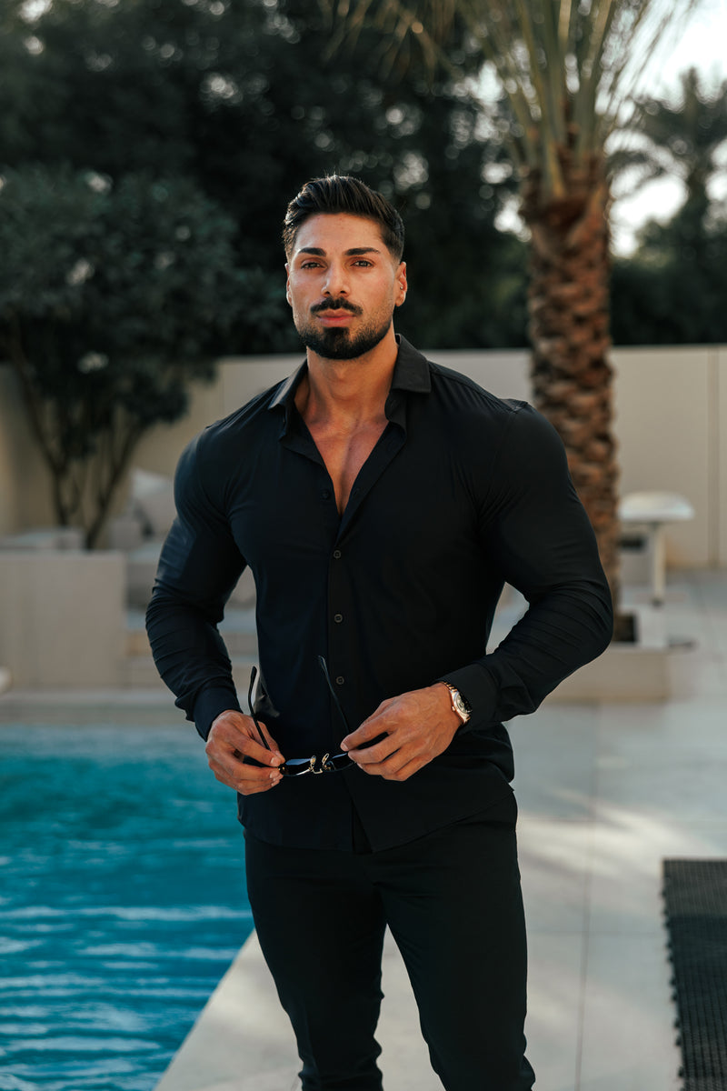 Father Sons Ultra Stretch Compression Shirt Long Sleeve Black - FS1234