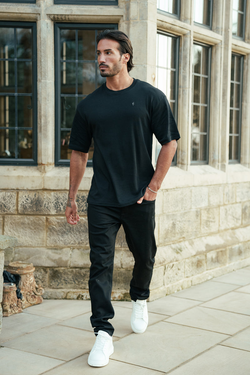 Father Sons Classic Black / Black Oversized Crew T Shirt - FSH1418