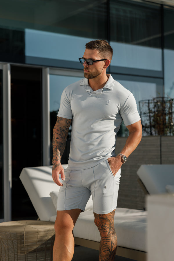 Father Sons Classic Light Grey Polo Shirt With Revere Collar - FSH1063  (PRE ORDER 25TH APRIL)