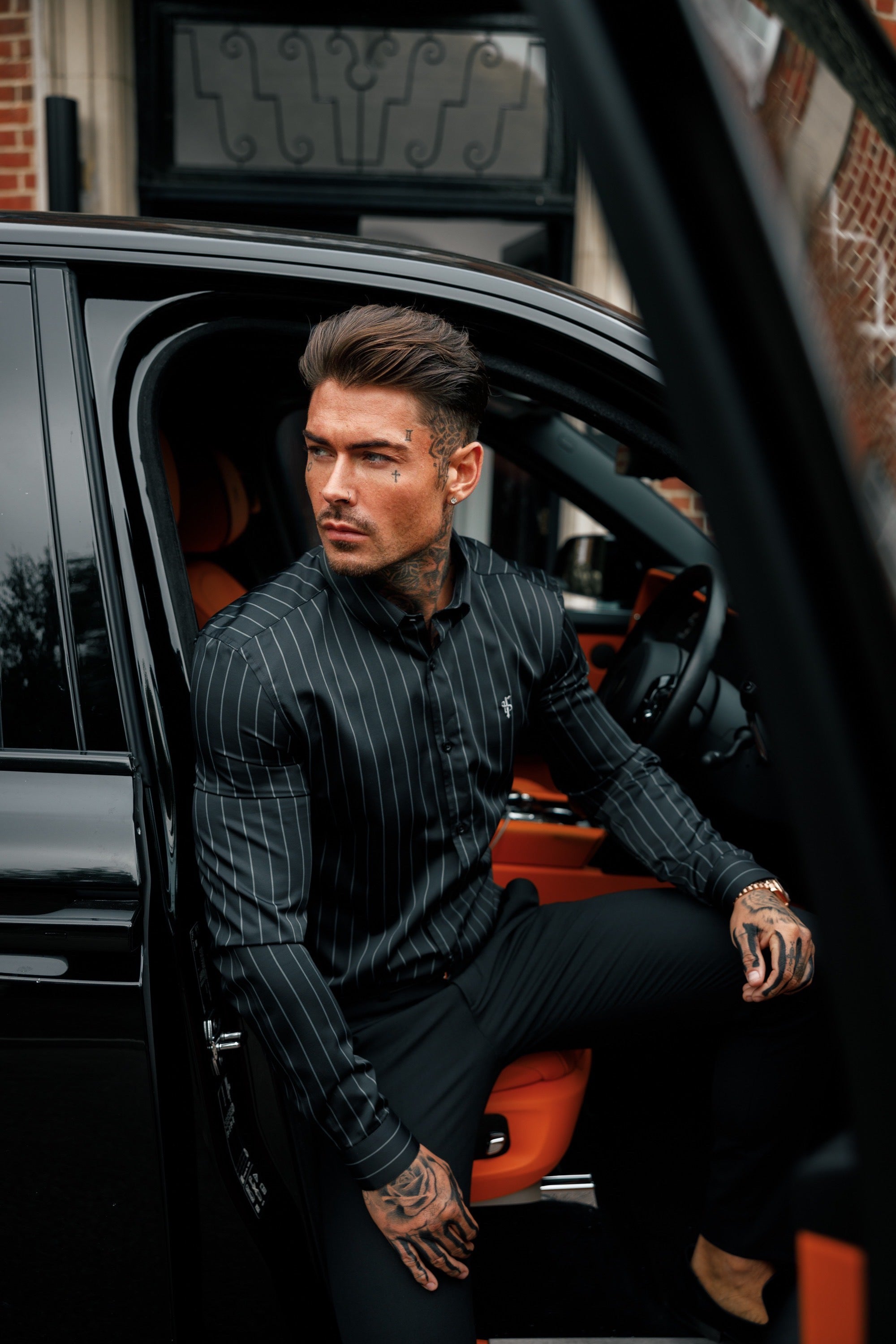 Classic Black / Grey Woven Sateen Stripe Long Sleeve - FS993