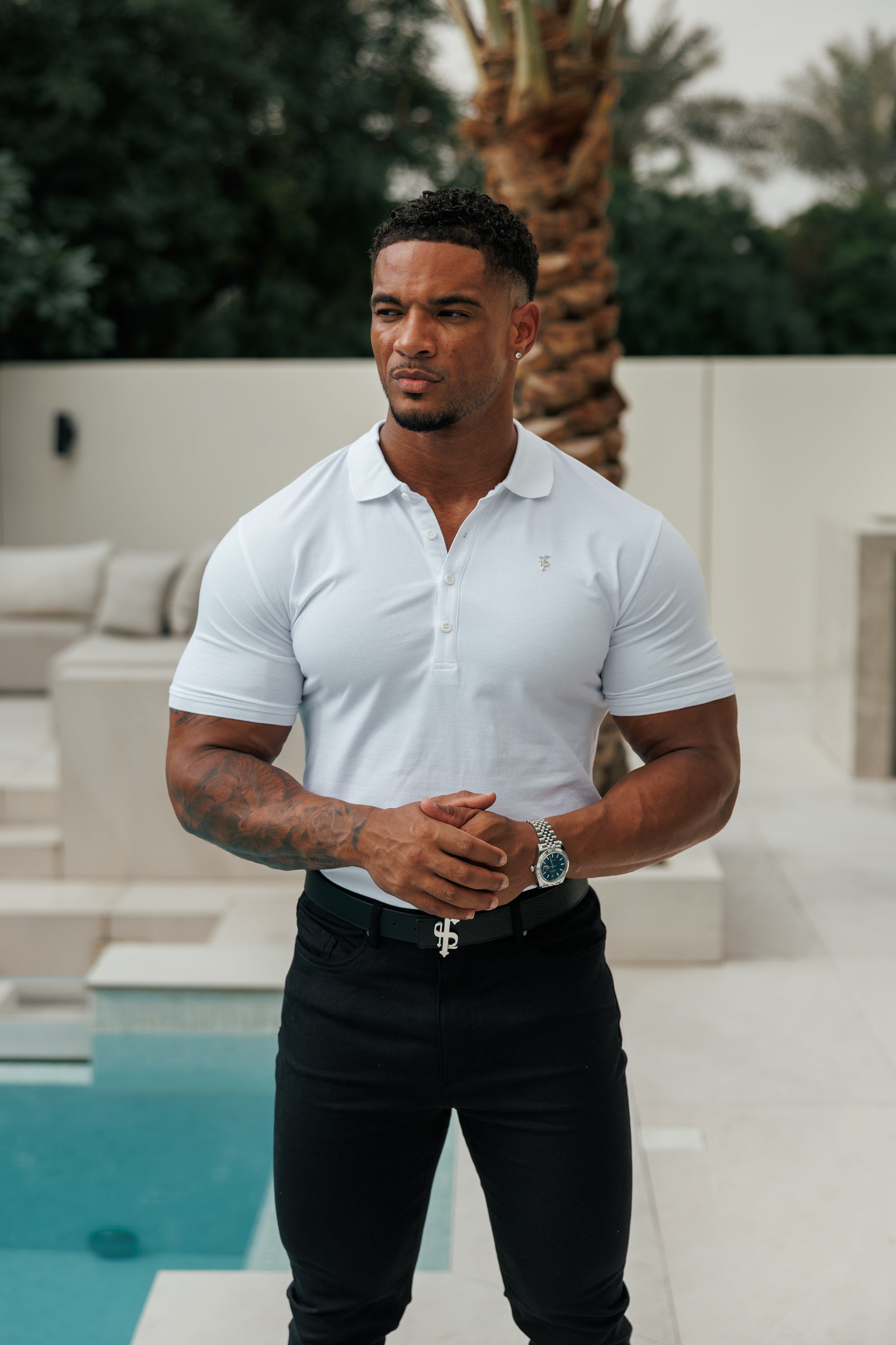 White / Silver Polo Shirt - FSH1404