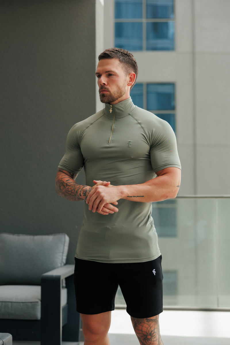 FS SS Olive Half Zip Gym Top - FSH1310
