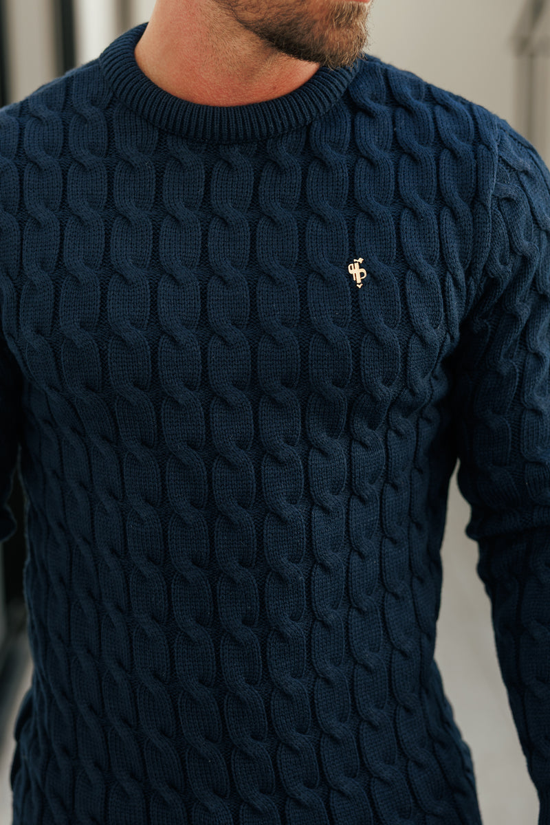 Father Sons Link Weave Knit Navy Crew Neck Jumper - FSJ125