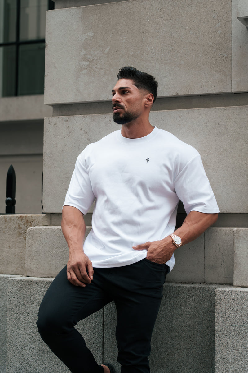 Father Sons Classic White / Black Oversized Crew T Shirt - FSH1372