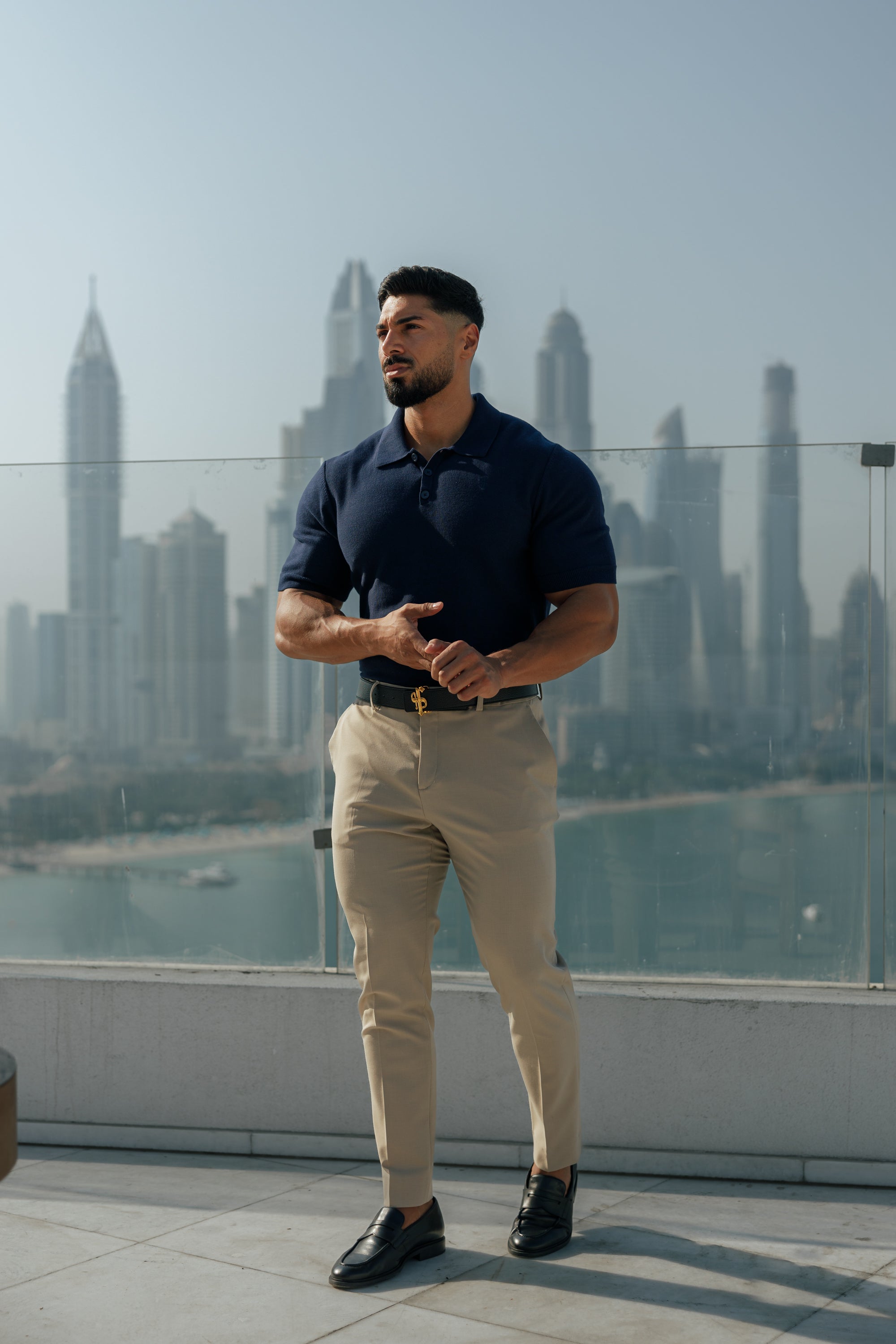 Classic Plain Navy Knitted Polo Short Sleeve - FSN109