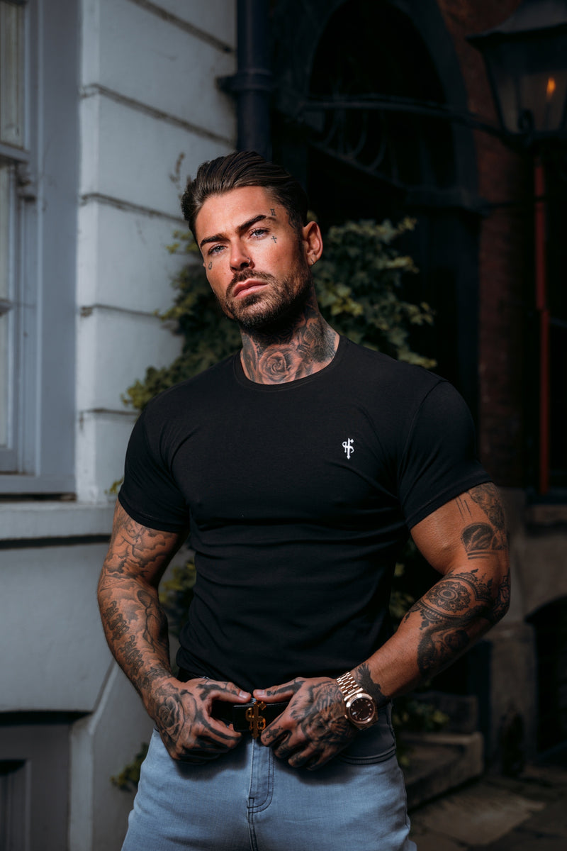 Father Sons Classic Black / White Curved Hem Crew T Shirt - FSH923 (PRE ORDER 10TH MAY)