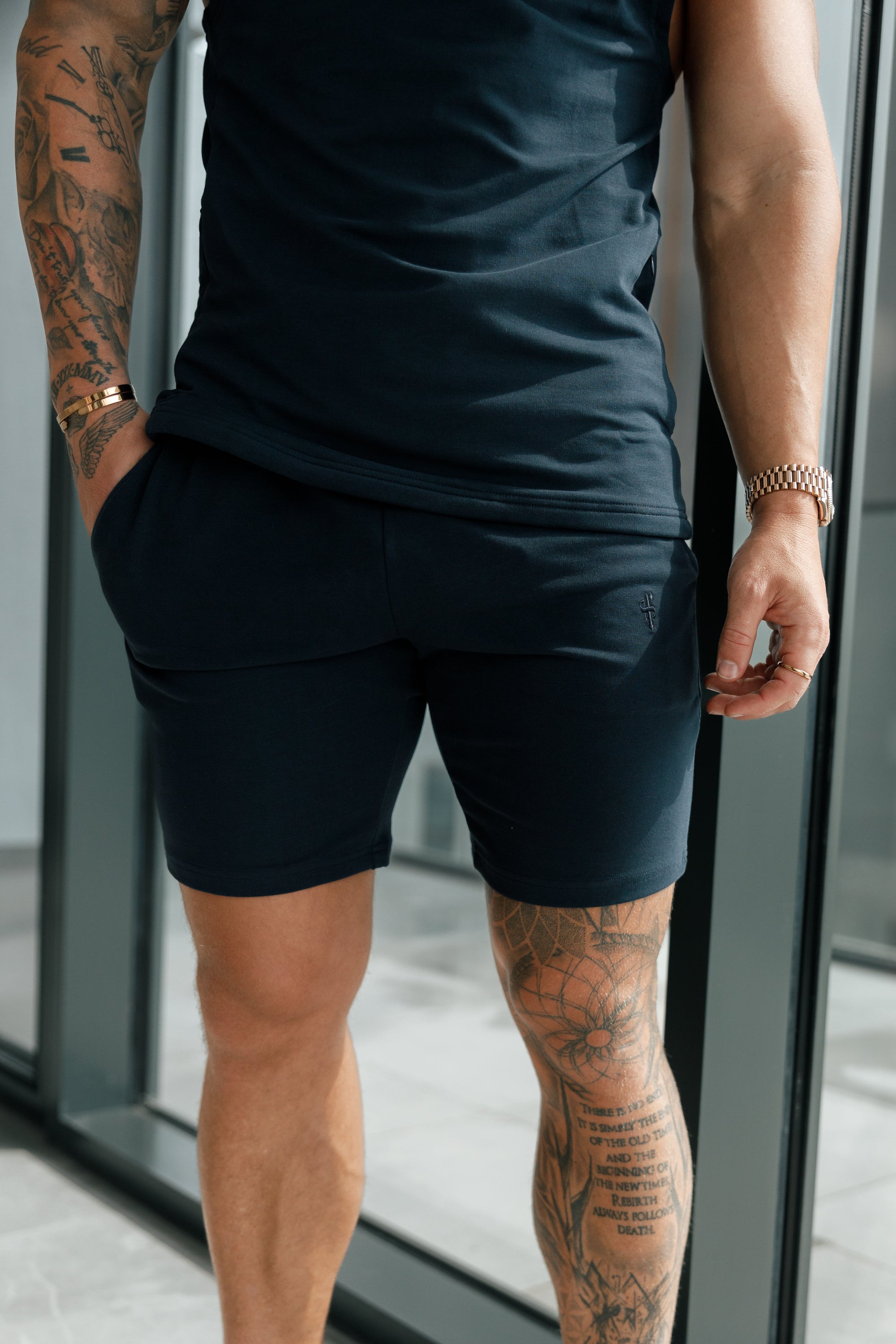 Navy Elasticated Shorts - FSH902
