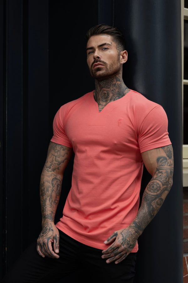 Father Sons Advanced V Neck Crew Short Sleeve Coral - FSH1018 (PRE ORDER 25TH JUNE)