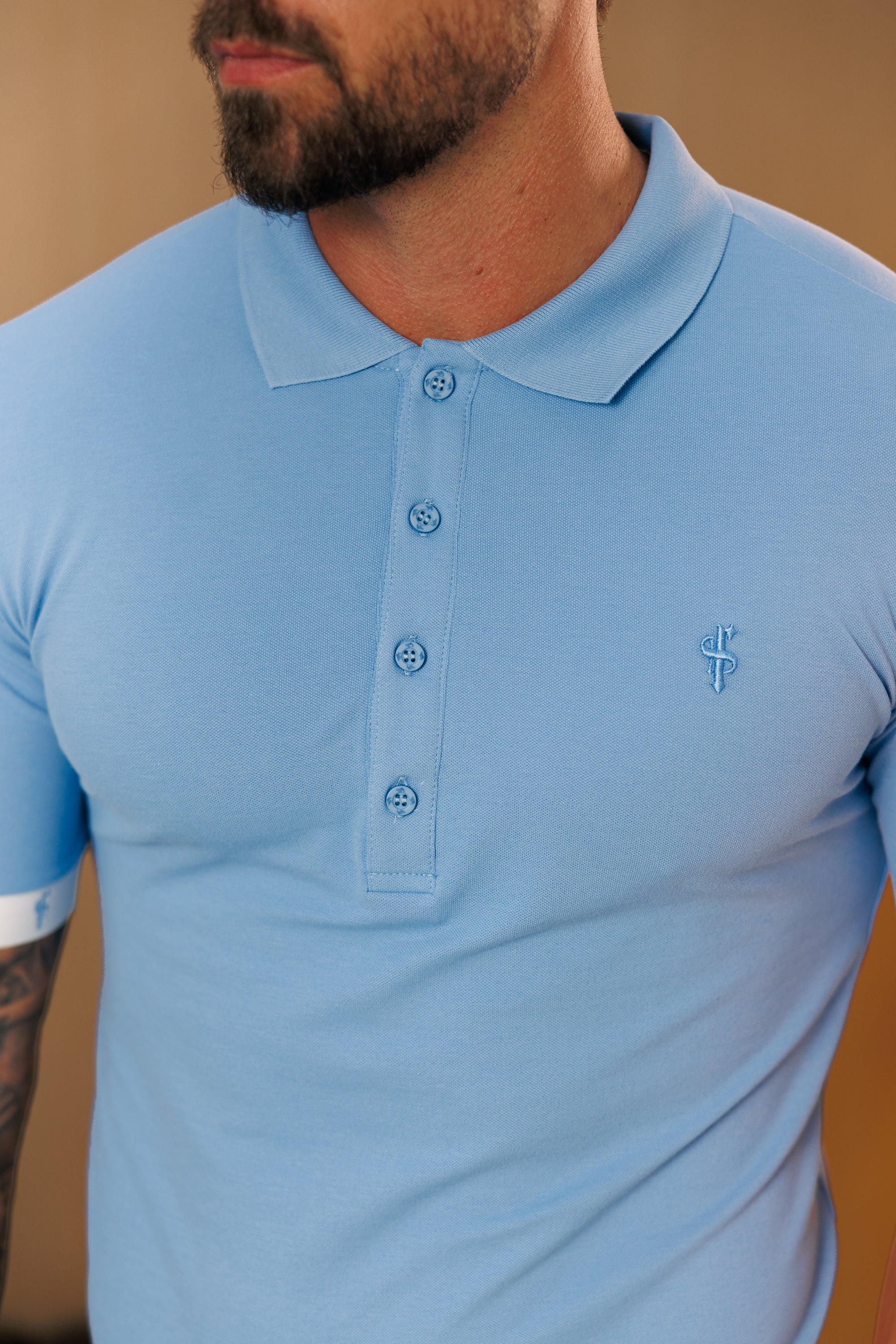 Light Blue Polo with FS Elastic Sleeve Branding - FSH1555