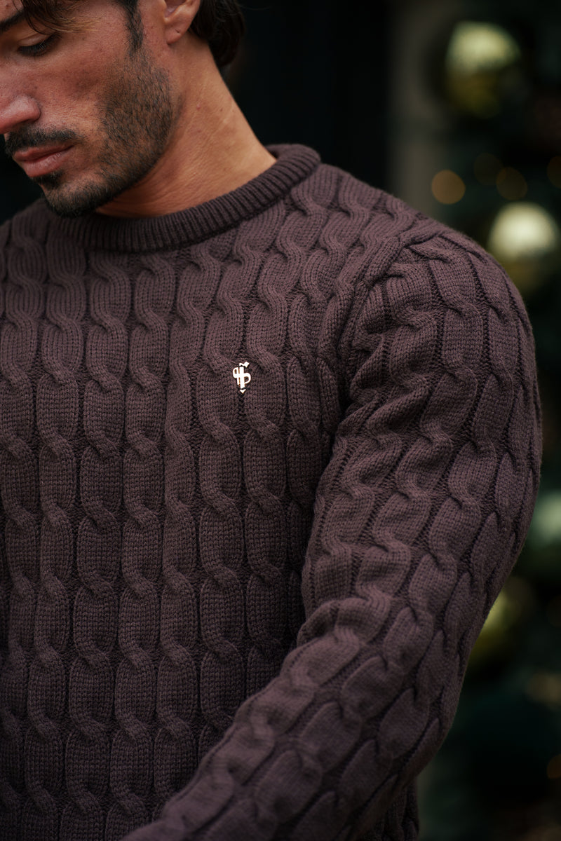 Father Sons Link Weave Knit Brown Crew Neck Jumper - FSJ141