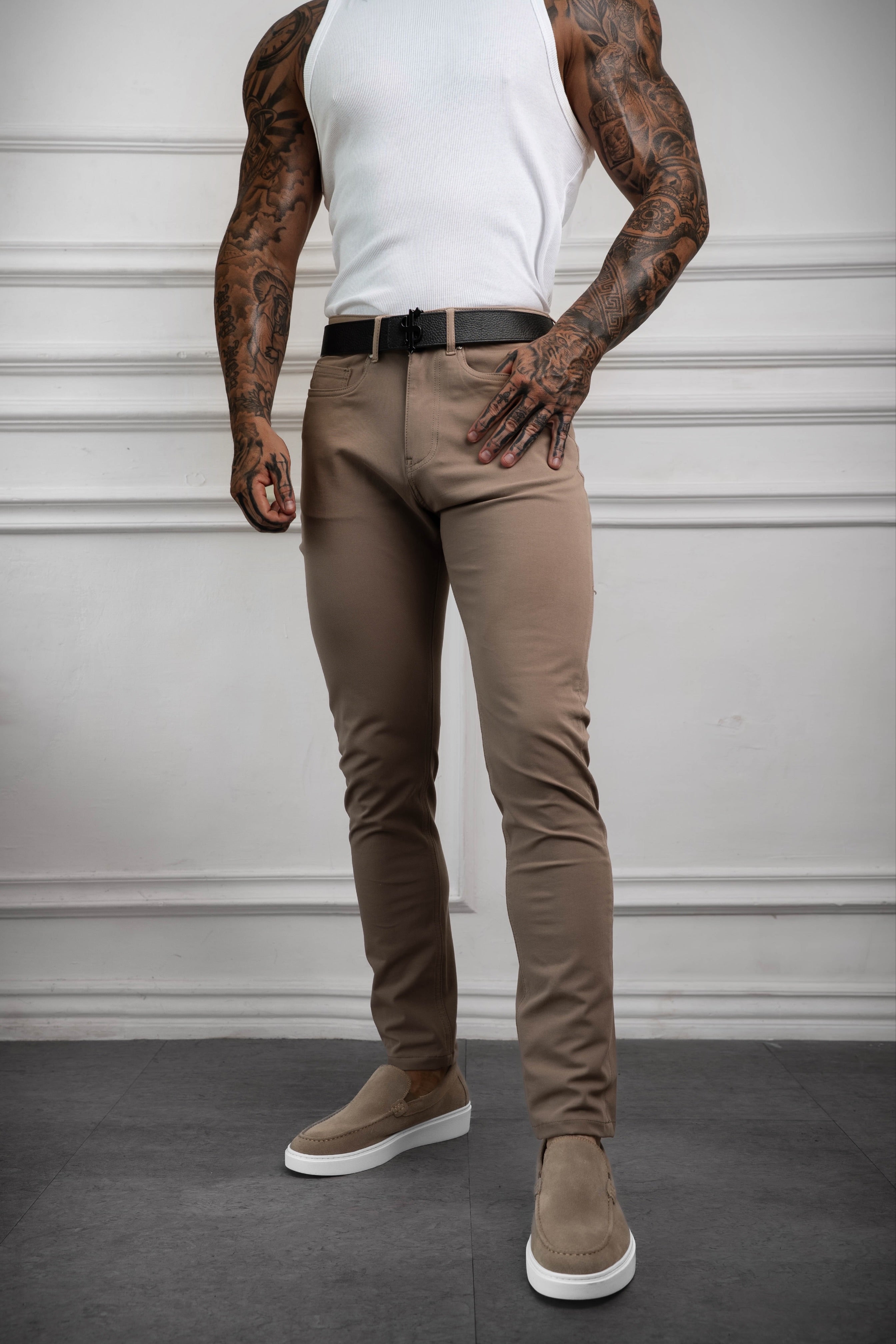 Ultra Stretch Taupe Relaxed Jeans - FSJEAN014