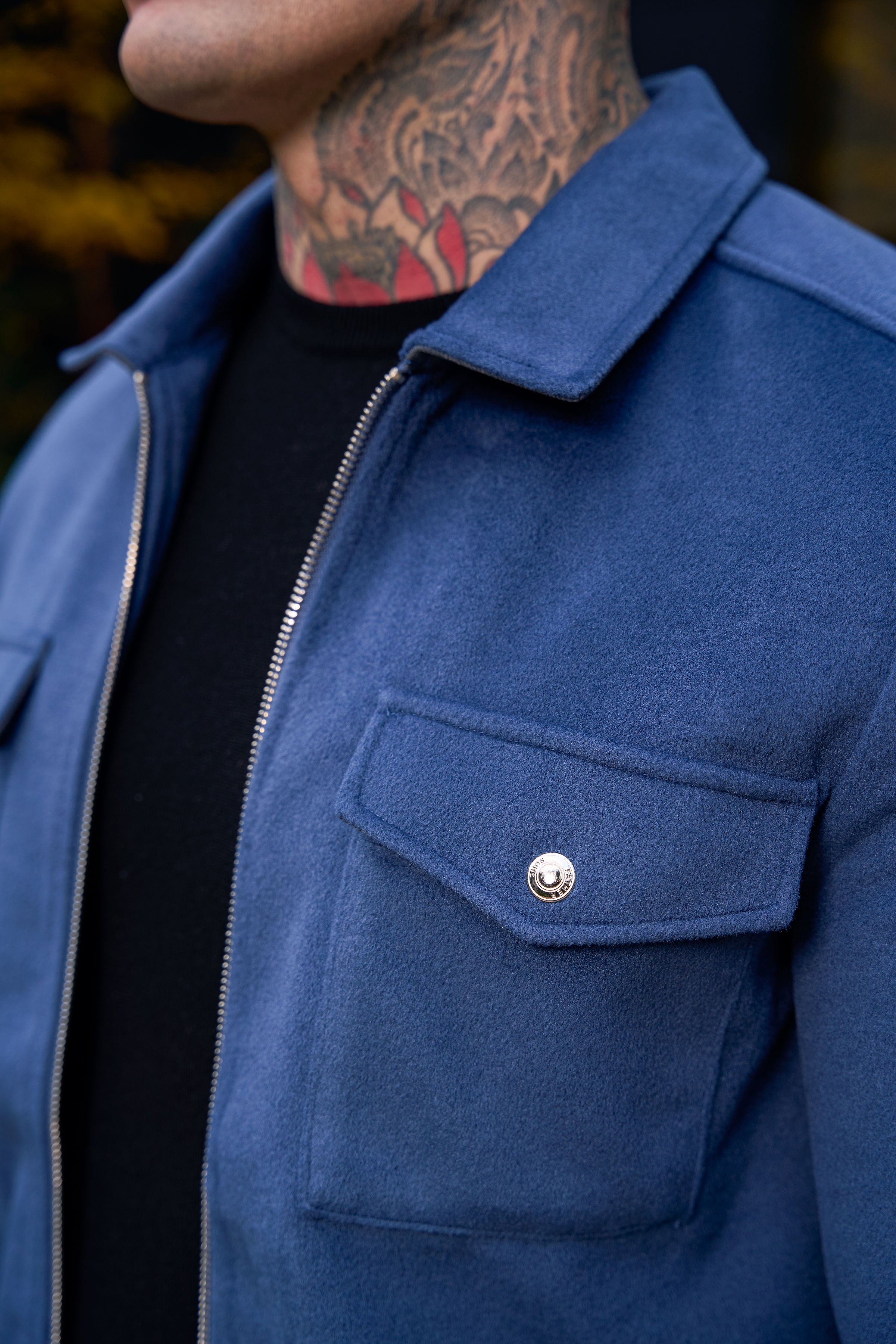 Brushed Zipped Plain Jacket Blue - FSN175