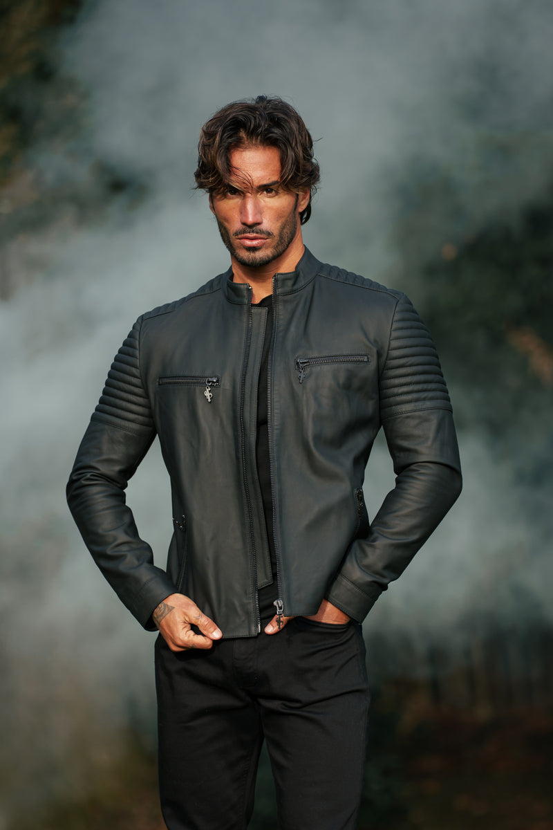 Father Sons Black Bomber Leather Jacket - FSH1436