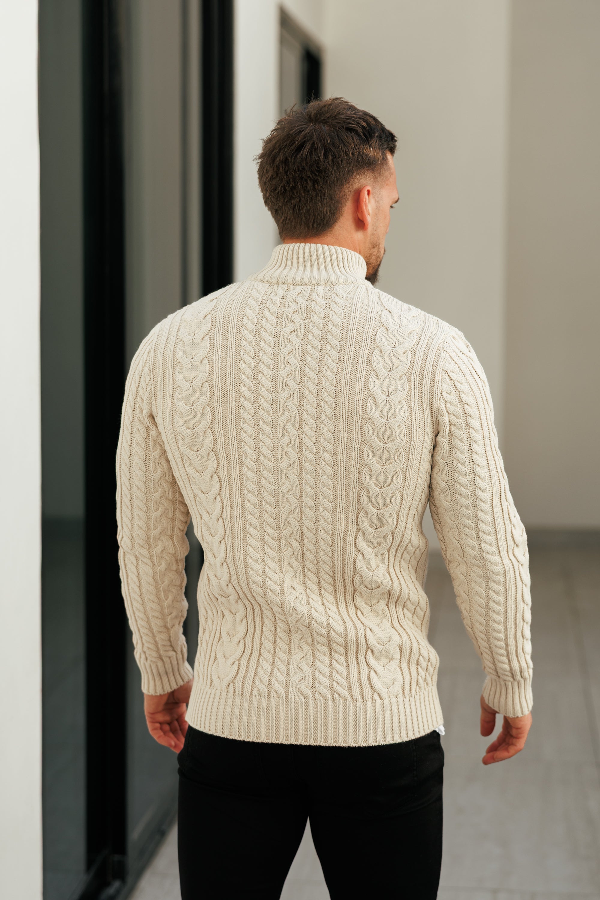 Chunky Zipped Cardigan Beige -  FSJ150