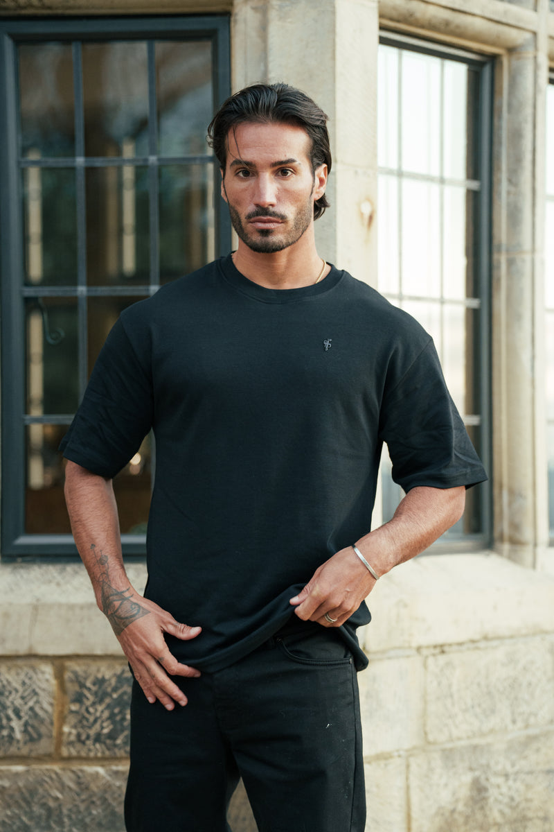 Father Sons Classic Black / Black Oversized Crew T Shirt - FSH1418
