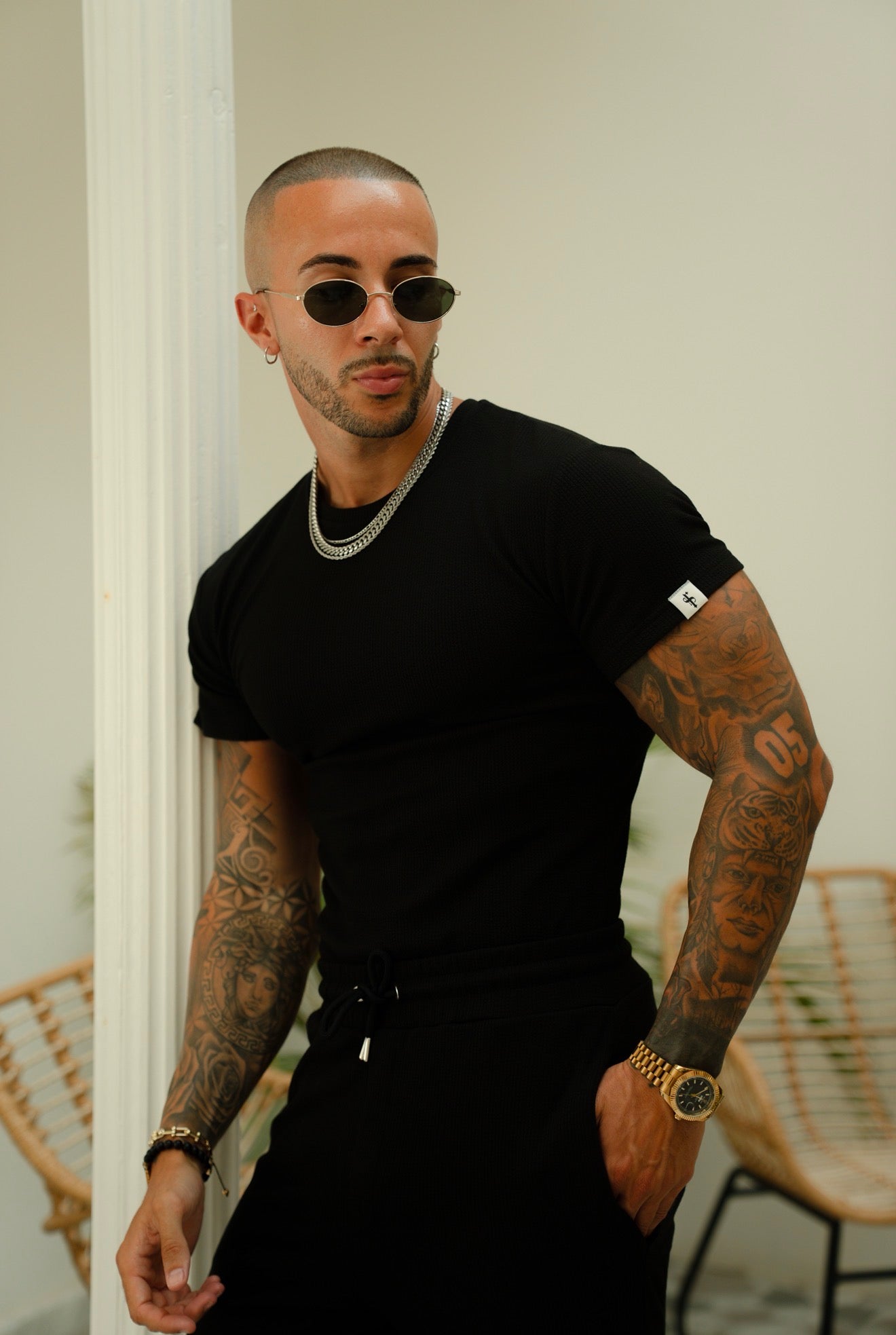 Jersey Cord Black T-Shirt - FSR094