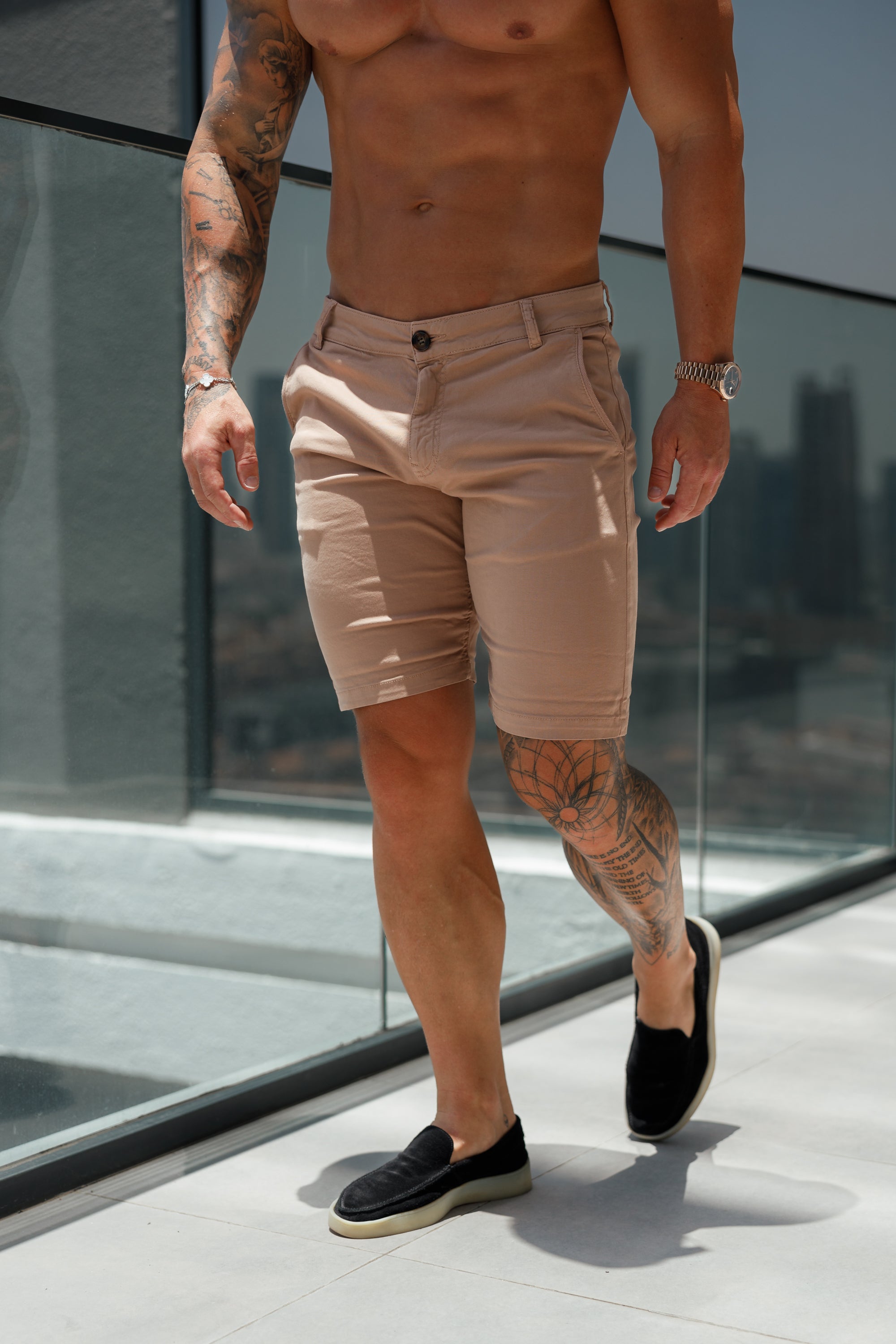 Slim Fit Coffee Chino Shorts - FSH989