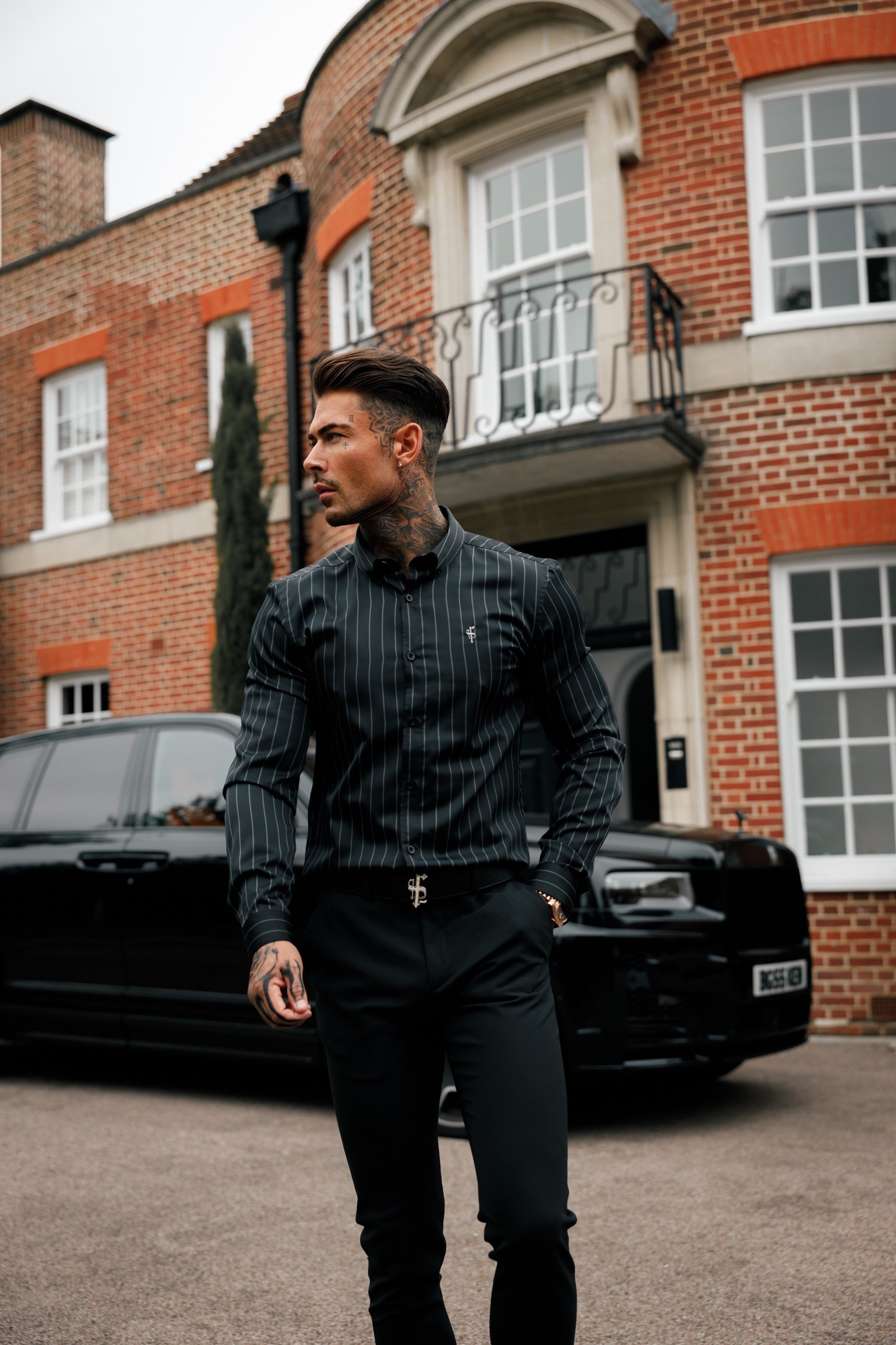 Classic Black / Grey Woven Sateen Stripe Long Sleeve - FS993