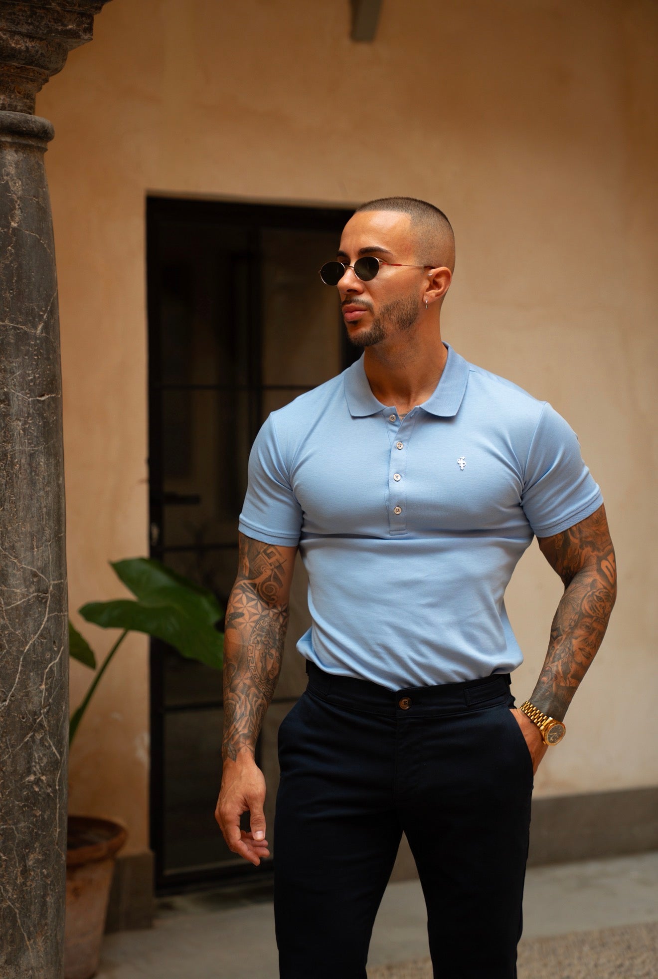 Classic Blue / Silver Pima Cotton Polo Short Sleeve  - FSH1549