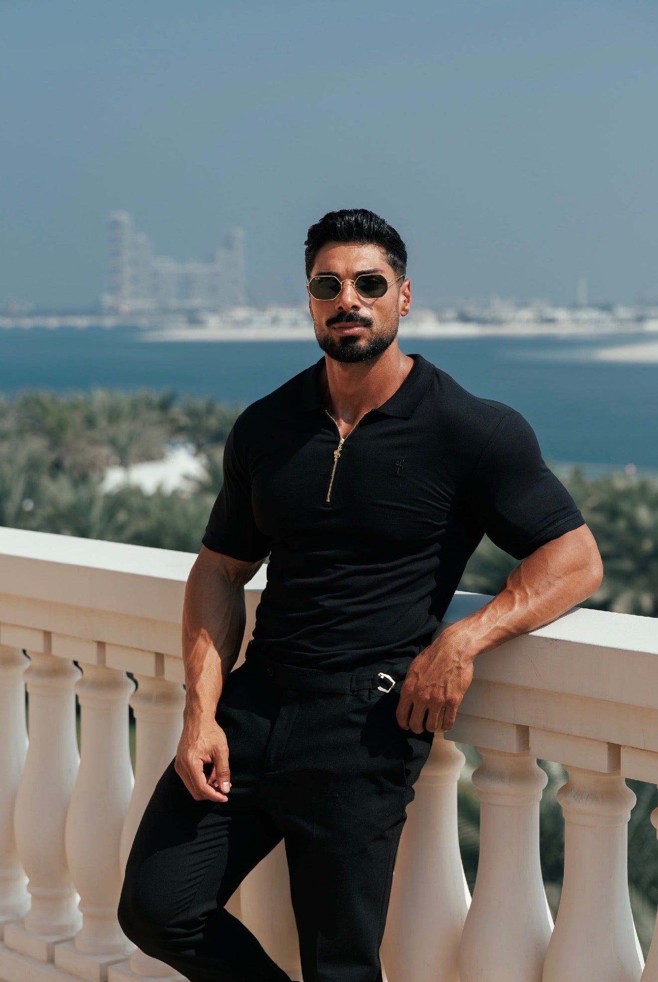 Classic Black and Gold Zipped Polo Shirt - FSH1520