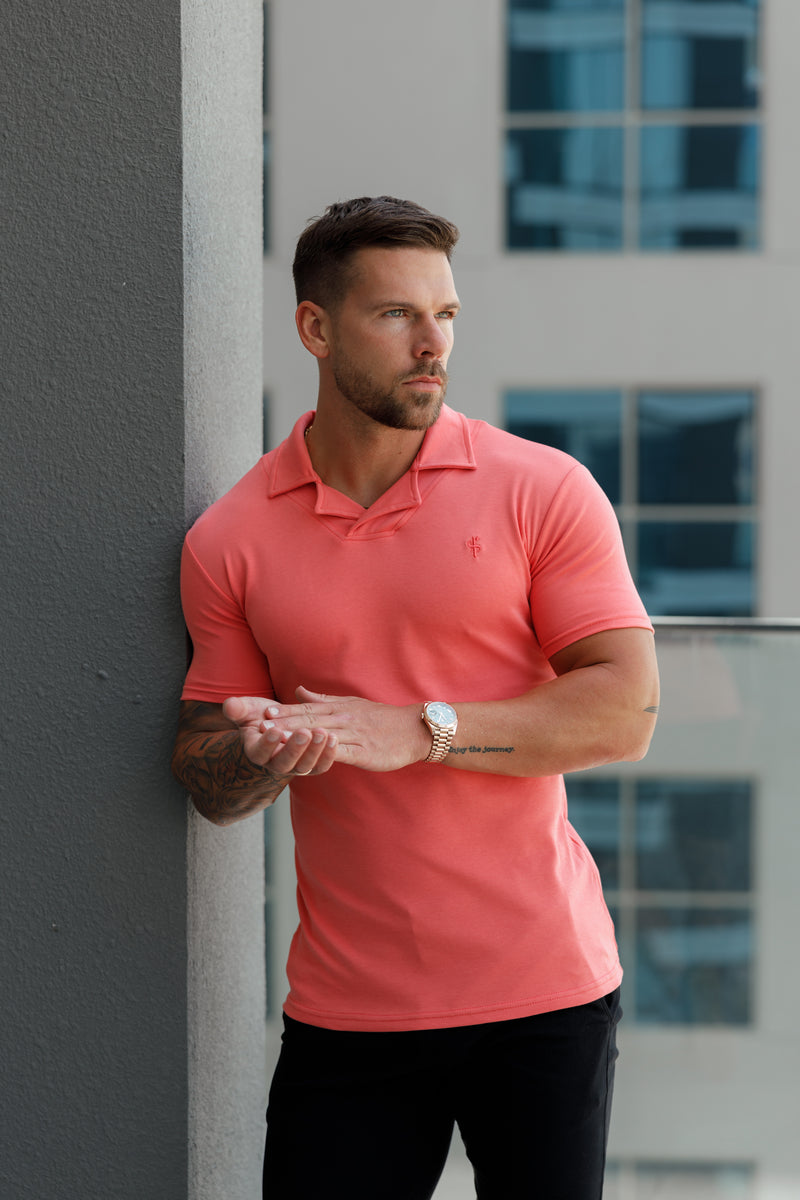 Father Sons Classic Coral Polo Shirt With Revere Collar - FSH1066