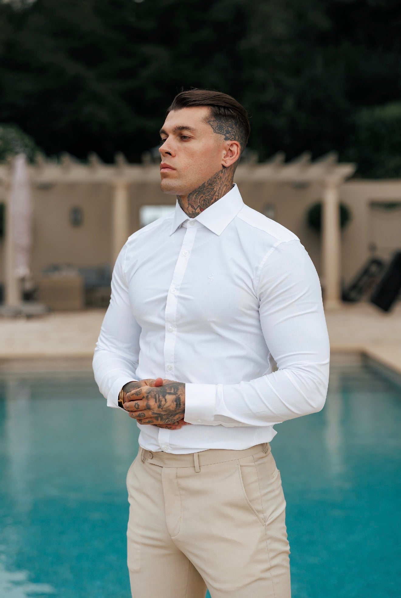 Ares Muscle Fit Advanced Stretch White Cutaway Collar Shirt  - FS1250
