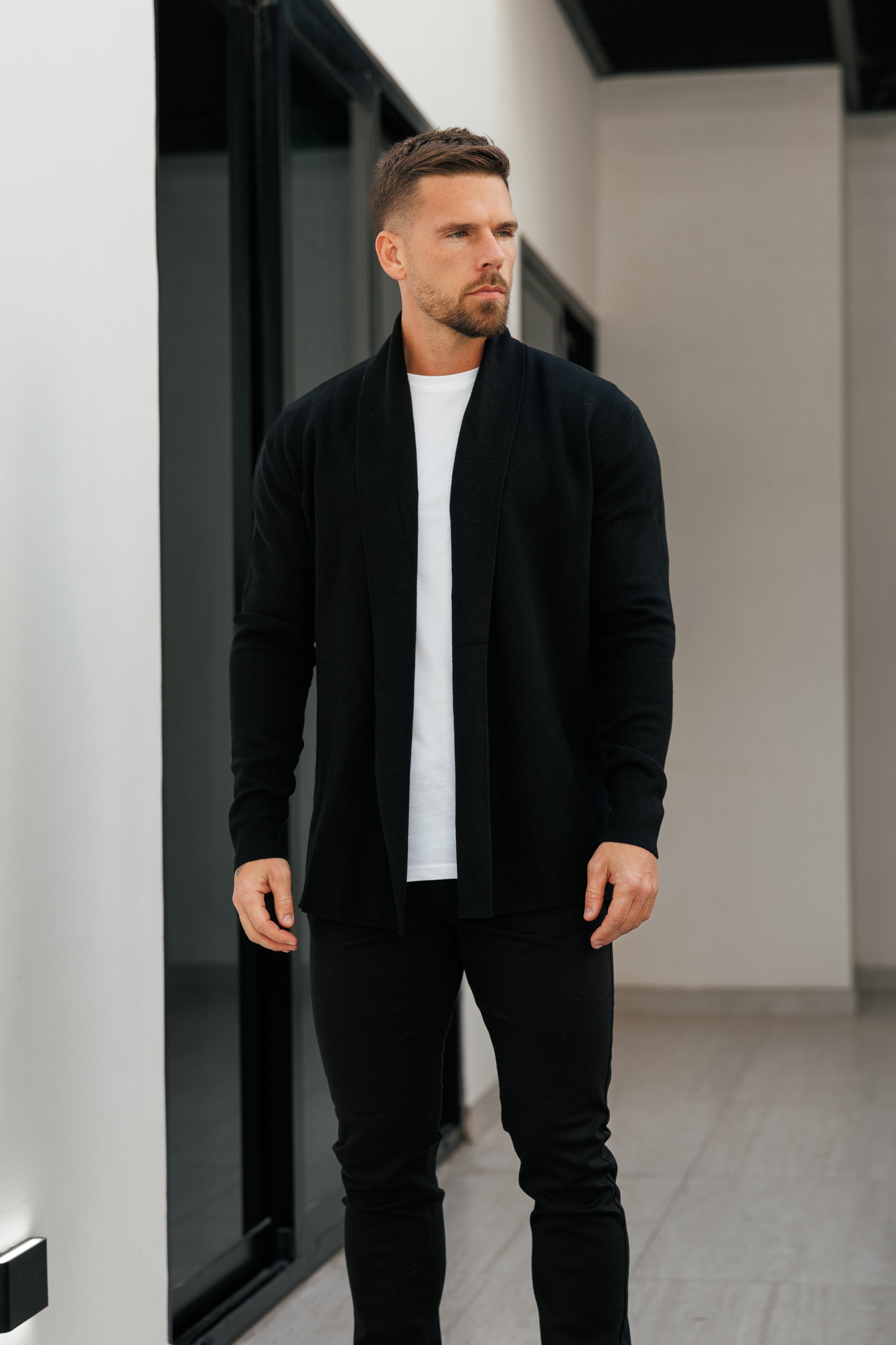 Soft Touch Shawl Cardigan Black -  FSA001