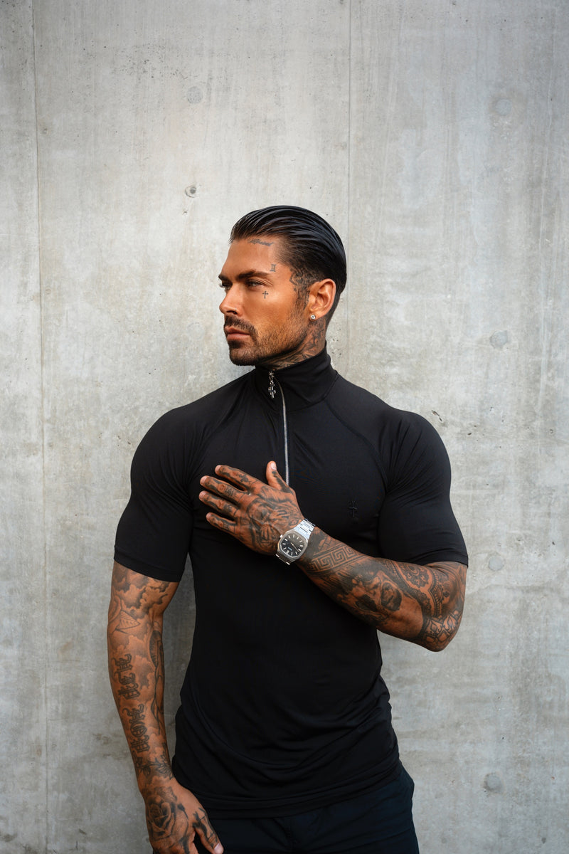 FS SS Black Half Zip Gym Top - FSH1311