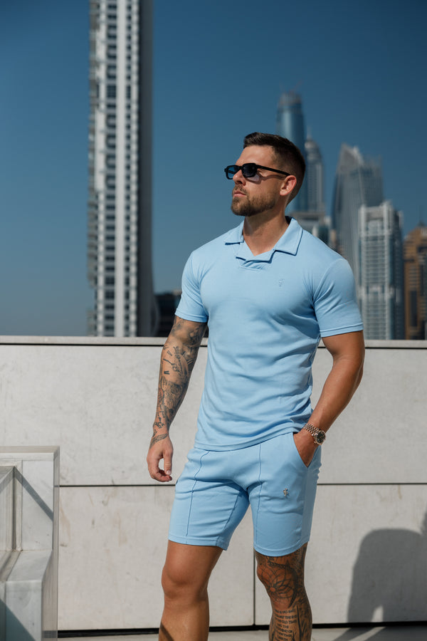 Father Sons Classic Baby Blue Polo Shirt With Revere Collar - FSH1064  (PRE ORDER 25TH APRIL)