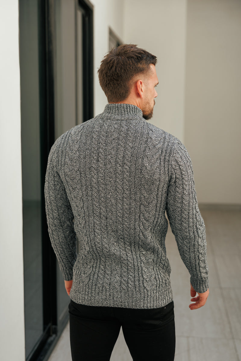 Father Sons Funnel Neck Full Zip Cardigan Black / White Two Tone -  FSJ145 (PRE ORDER 21ST DECEMBER)